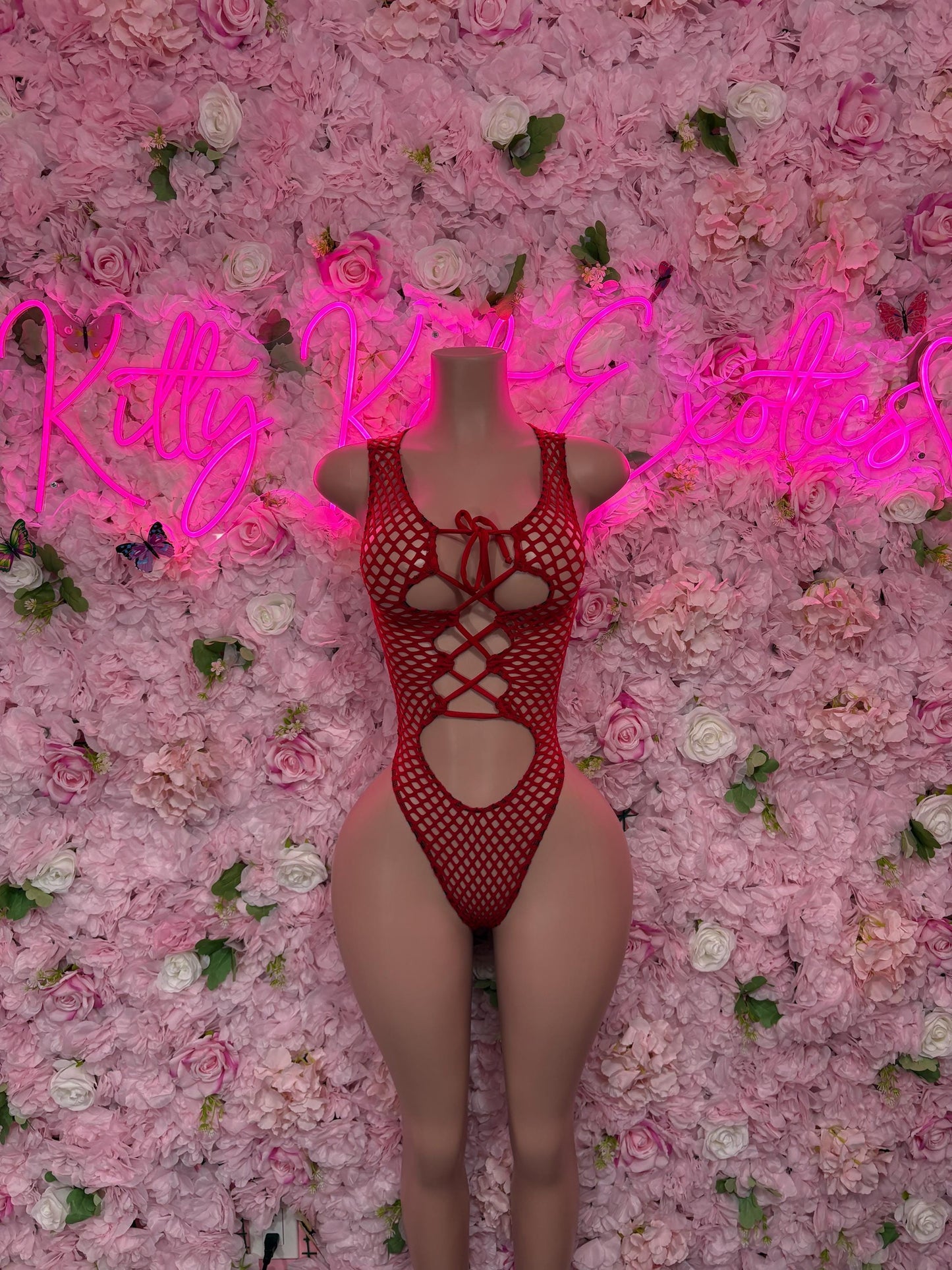 Bottlegirl One-Piece Red Fishnet Bodysuit Exotic Dancewear for Performers, Raves, or Night Out | Bottle girl Outfits
