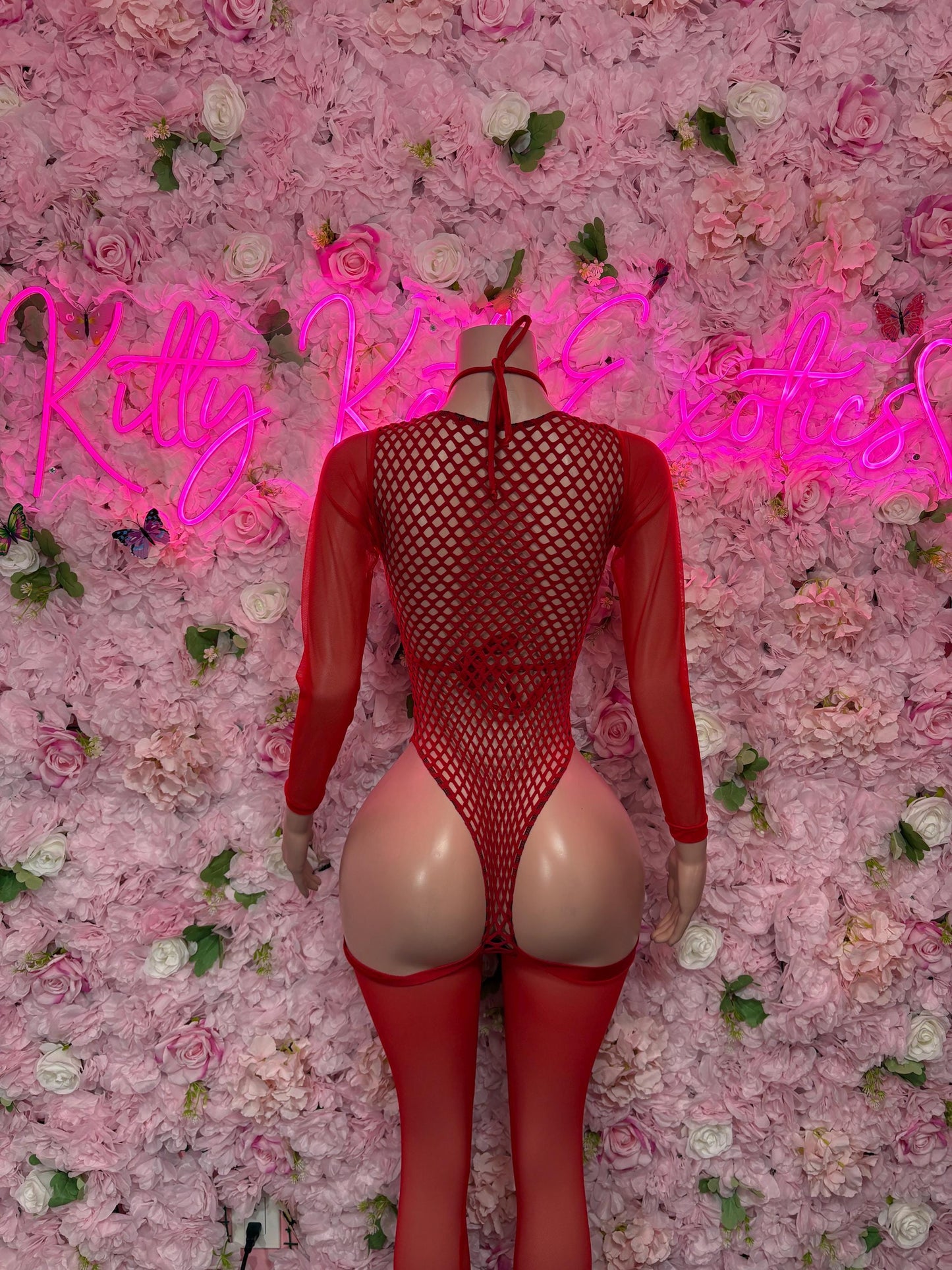 Bottlegirl One-Piece Red Fishnet Bodysuit Exotic Dancewear for Performers, Raves, or Night Out | Bottle girl Outfits