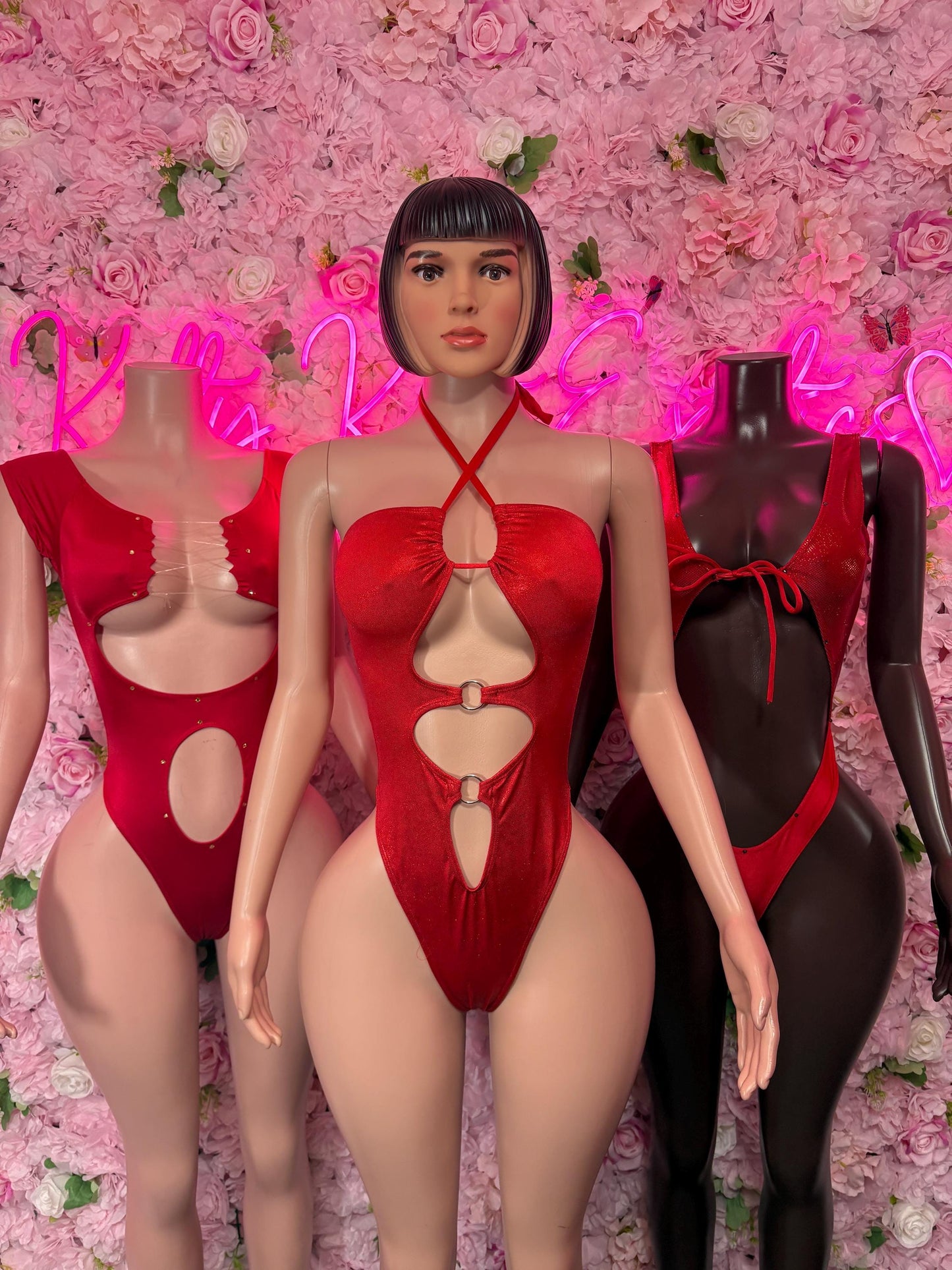 Rave Outfit - One Piece Bodysuit Red - Sexy Performance Costume, Exotic Dancewear, Bold Dance Outfit, Womens Party Outfit