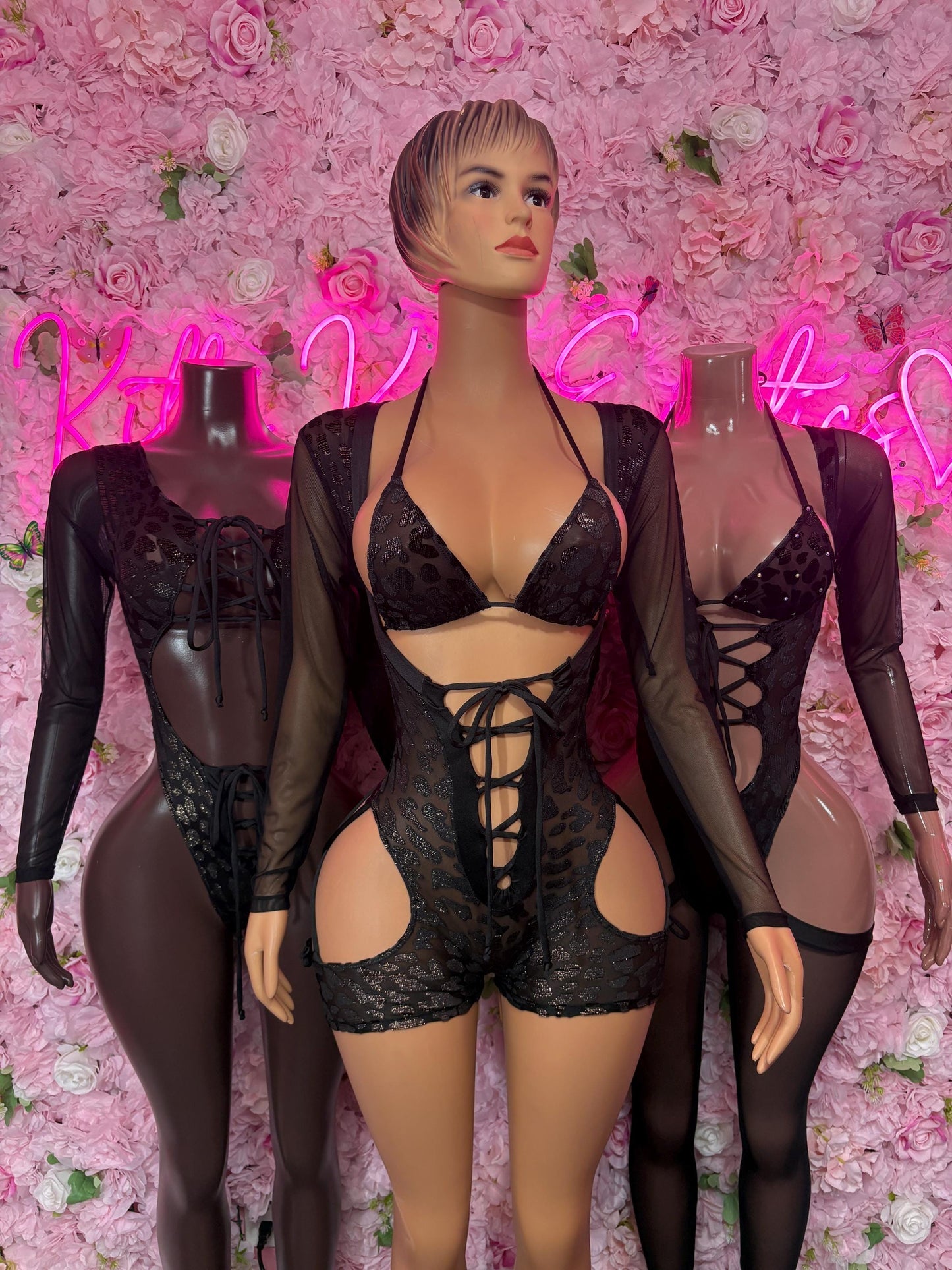 Ravewear - One Piece Bodysuit Black Cheetah - Sexy Performance Costume, Exotic Dancewear, Bold Dance Outfit, Womens Party Outfit