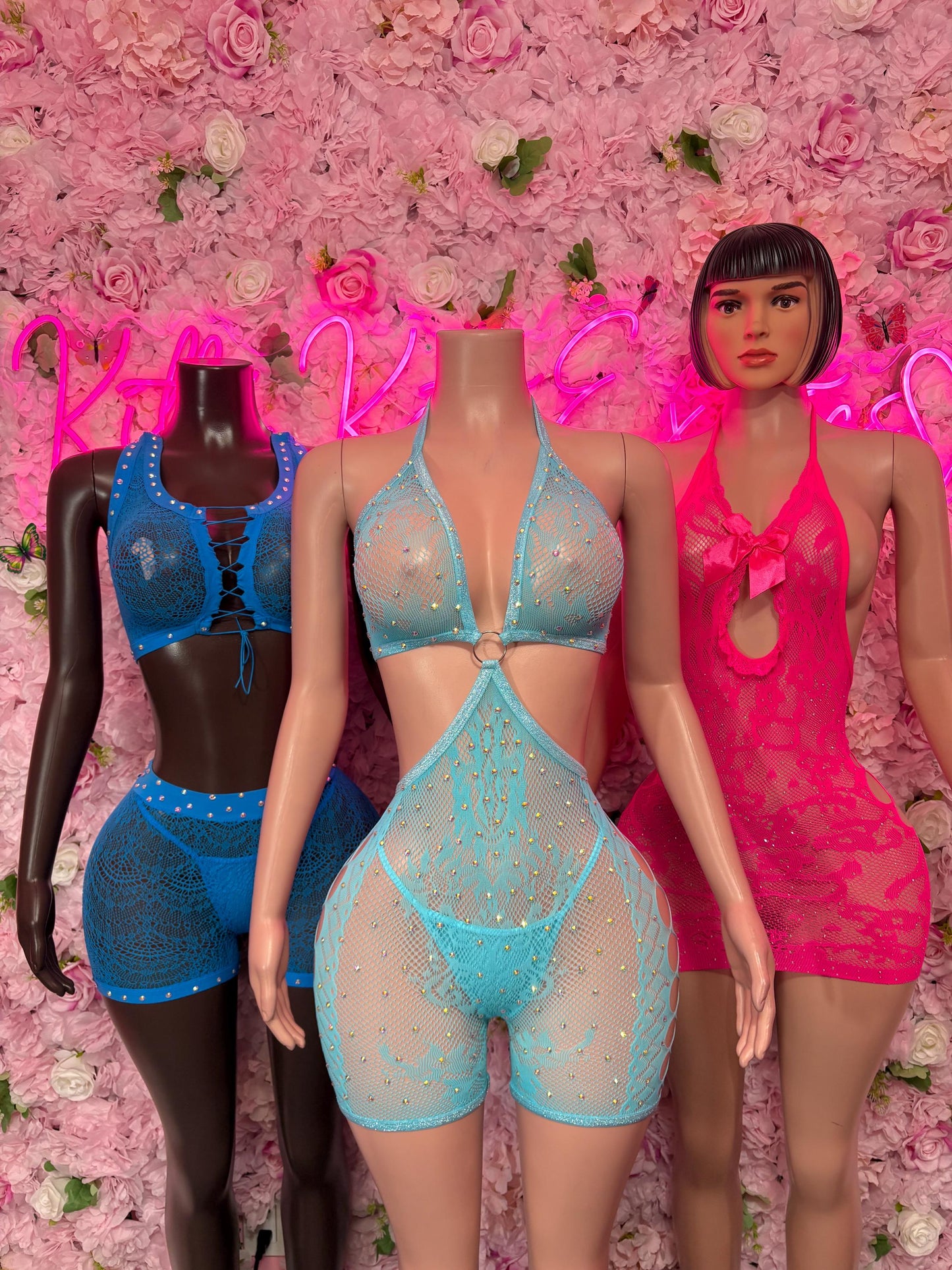 Fishnet Bodysuit One-Piece Blue Exotic Dancewear, Ravewear for Performers, Raves, or Night Out | Bottle girl Outfits