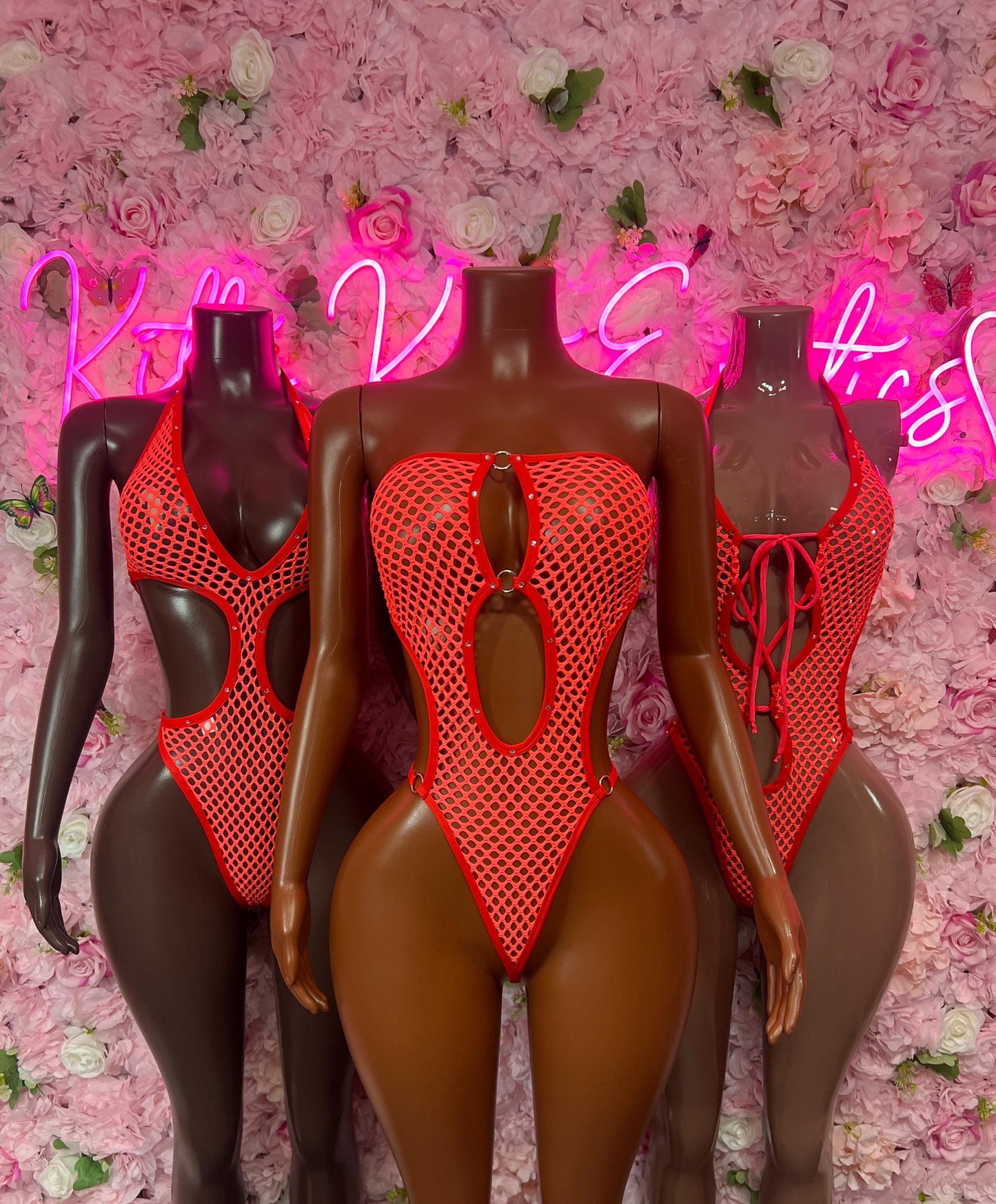 Ravewear Bodysuit One-Piece Coral Fishnet Exotic Dancewear, Ravewear for Performers, Raves, or Night Out | Bottle girl Outfits