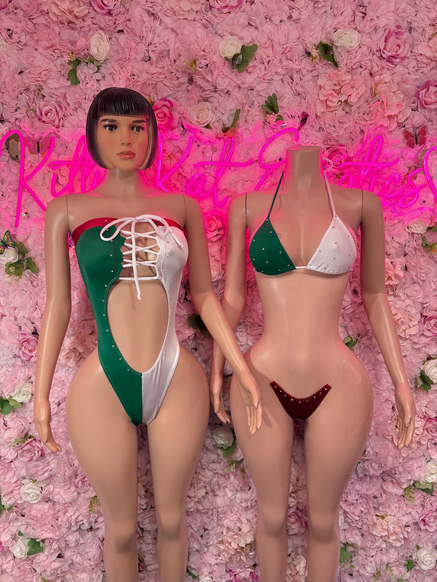 Mexican Flag Bodysuit Set | One-Piece Swimsuit | Festival Outfit | Mexican Bikini | Country Flag Swimwear | Beachwear | Carnival