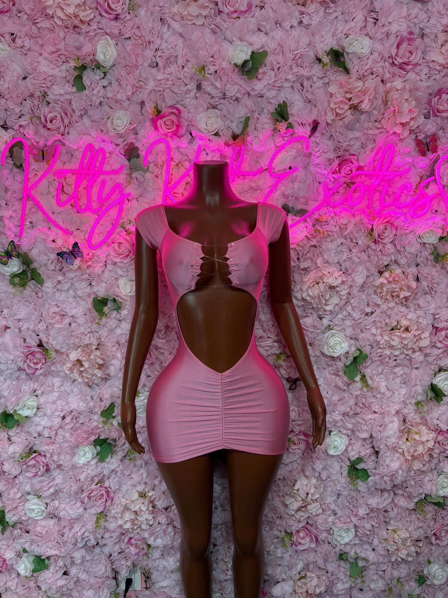 Exotic Dancewear Pink Dress Sexy Party Outfit, Clubwear, or Night Out Fashion | Shiny and Bold Statement Look Women's Clothing