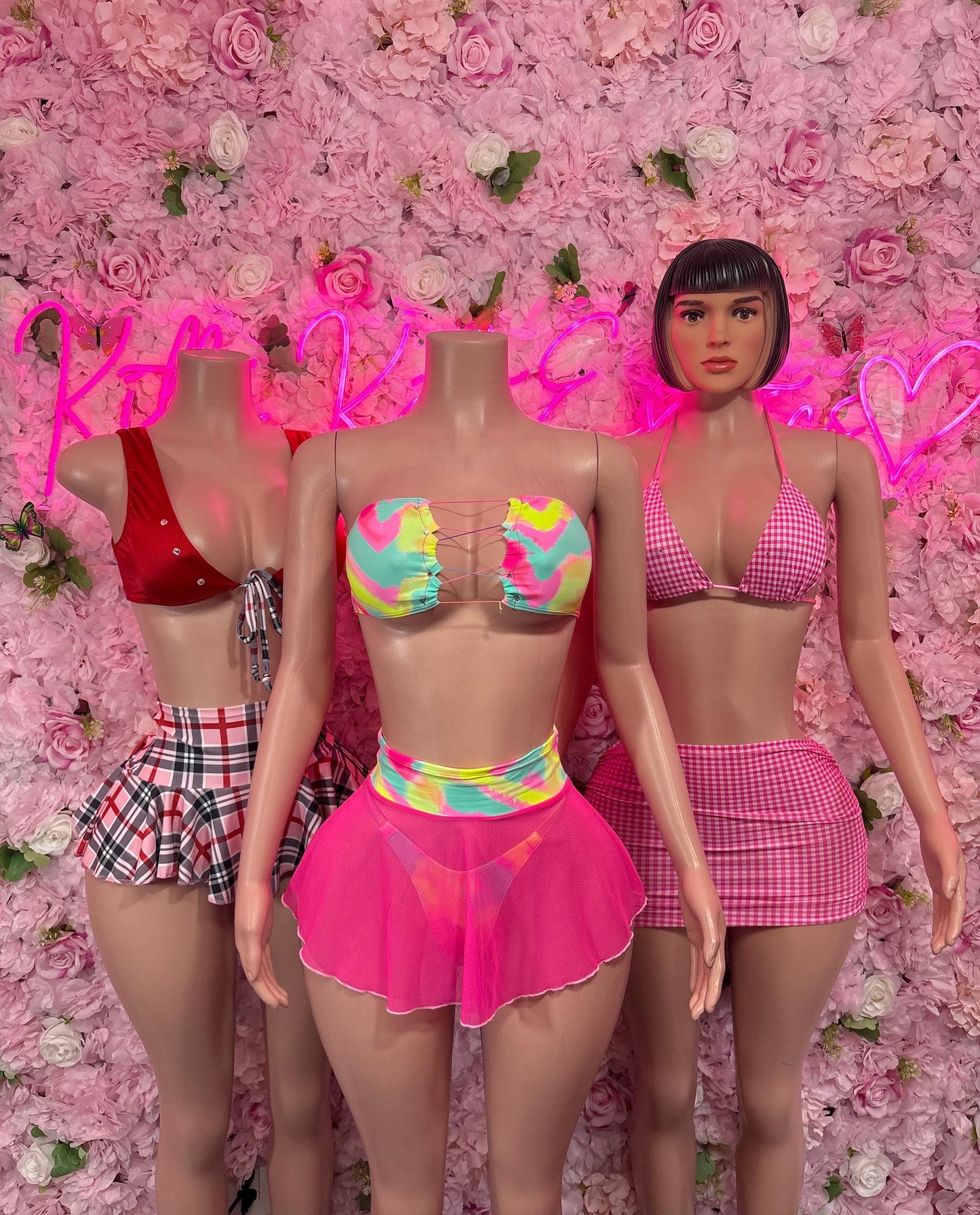 Rave Outfit Two-Piece Skirt Set Pink Exotic Dancewear, Ravewear for Performers, Raves, or Night Out | Bottle girl Outfits