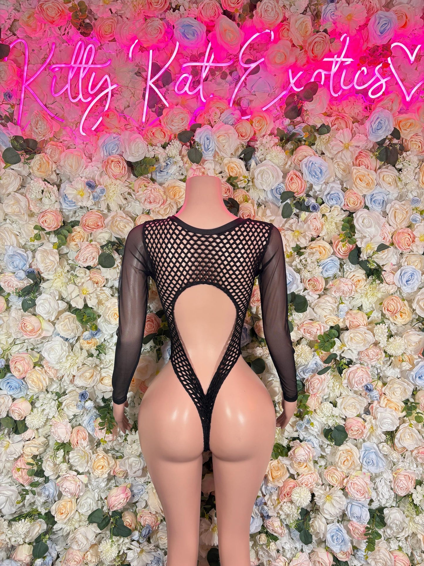 Bottle girl Bodysuit- Fishnet One Piece Black Rave Outfit, Festival Outfit, Bartender Dancewear