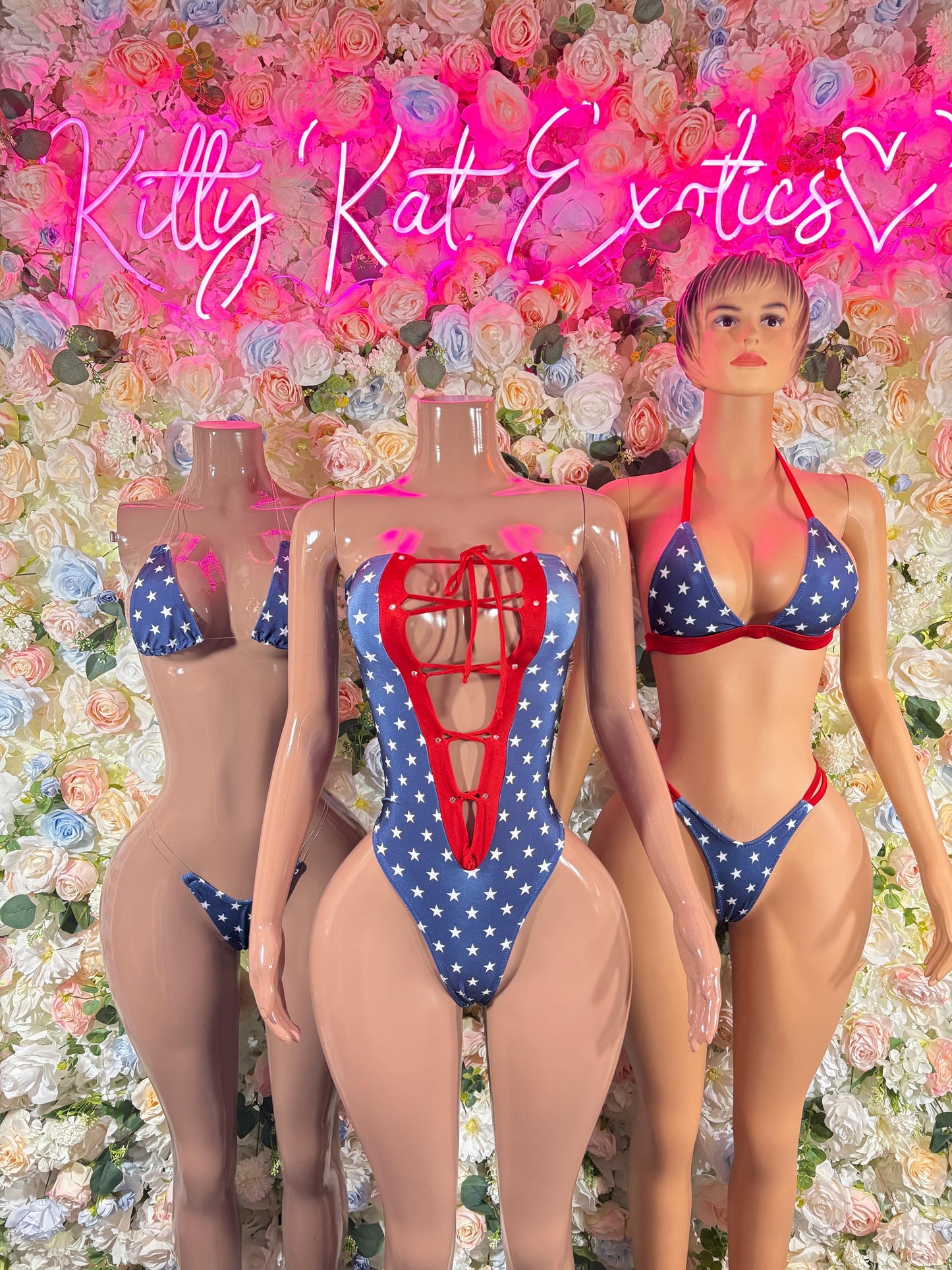 USA Flag One Piece Bodysuit USA Patriotic Exotic Outfit for Strippers, Raves, Bottlegirls, and Performers Red White & Blue Festival