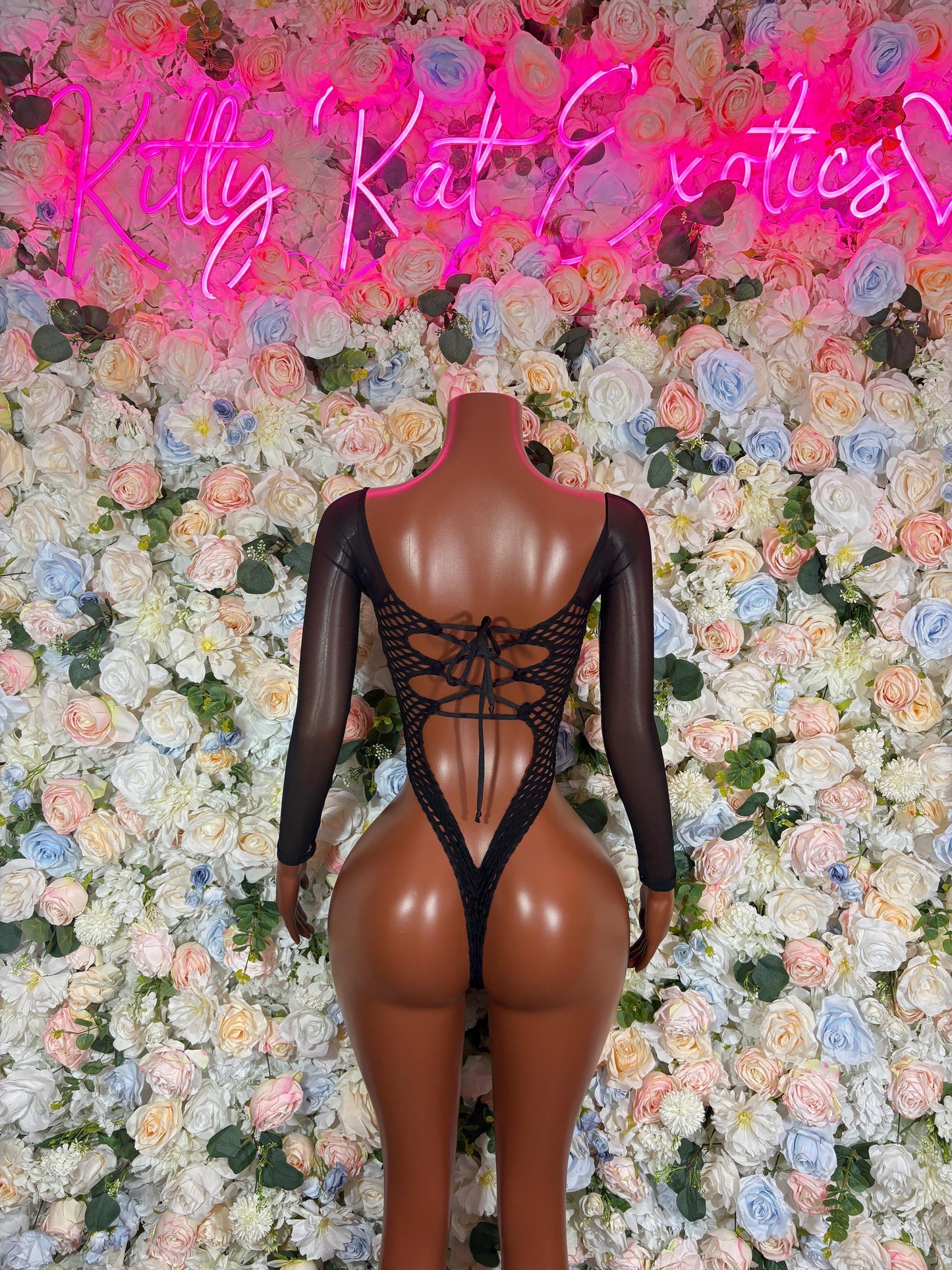 Bottle girl Bodysuit- Fishnet One Piece Black Rave Outfit, Festival Outfit, Bartender Dancewear