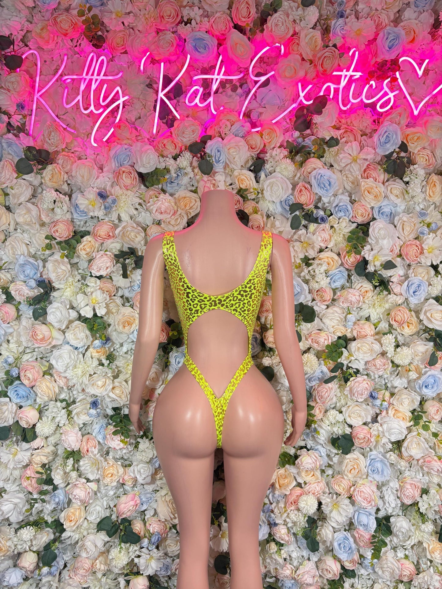 Rave Oufit Bodysuit- One Piece Neon Cheetah Rave Outfit, Festival Outfit, Bartender Dancewear