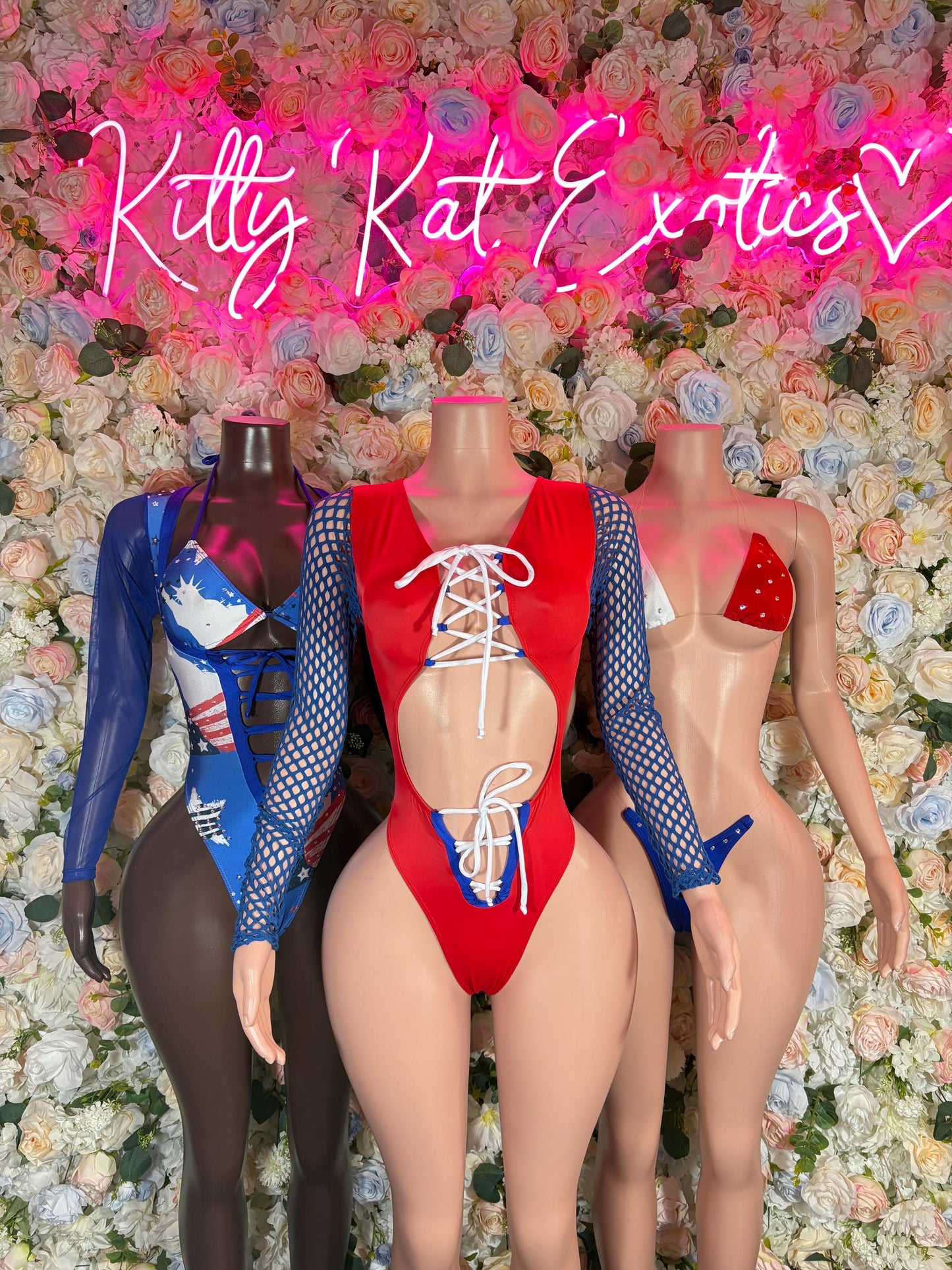 Fourth of July One - Piece Bodysuit Bartender Patriotic Swimsuit for Beach, Pool Parties, or Summer Fun