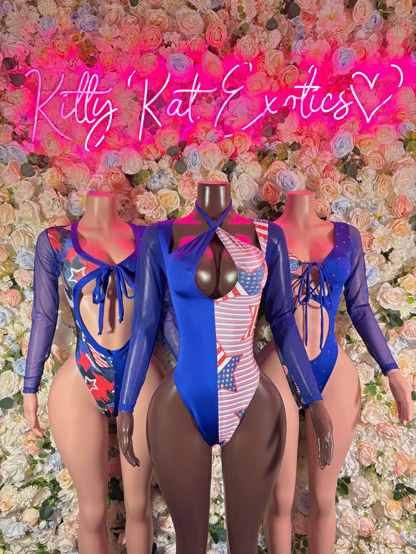 USA Flag - Bottlegirl Bodysuit Bartender Patriotic Swimsuit for Beach, Pool Parties, or Summer Fun