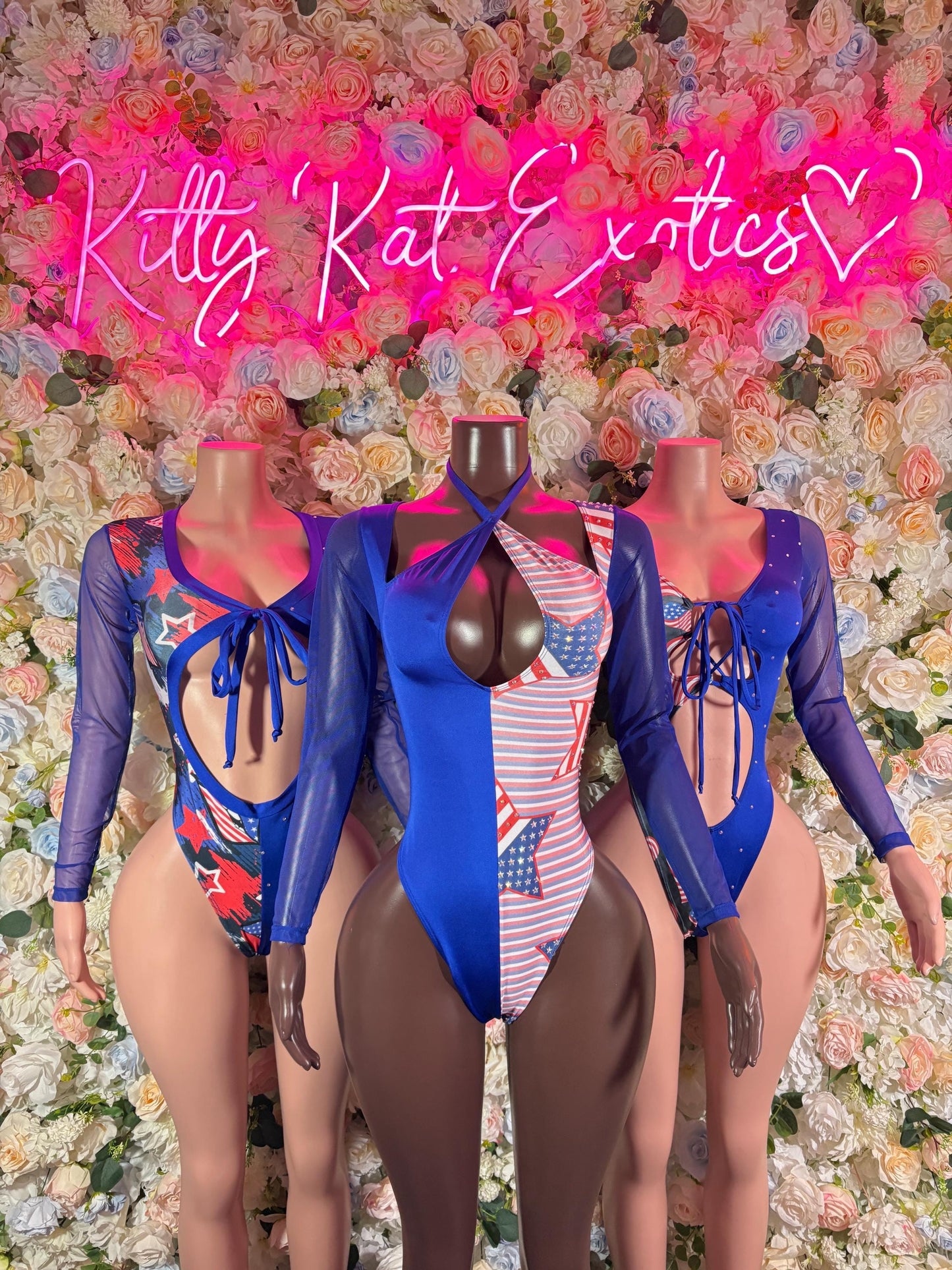 USA Flag - Bottlegirl Bodysuit Bartender Patriotic Swimsuit for Beach, Pool Parties, or Summer Fun