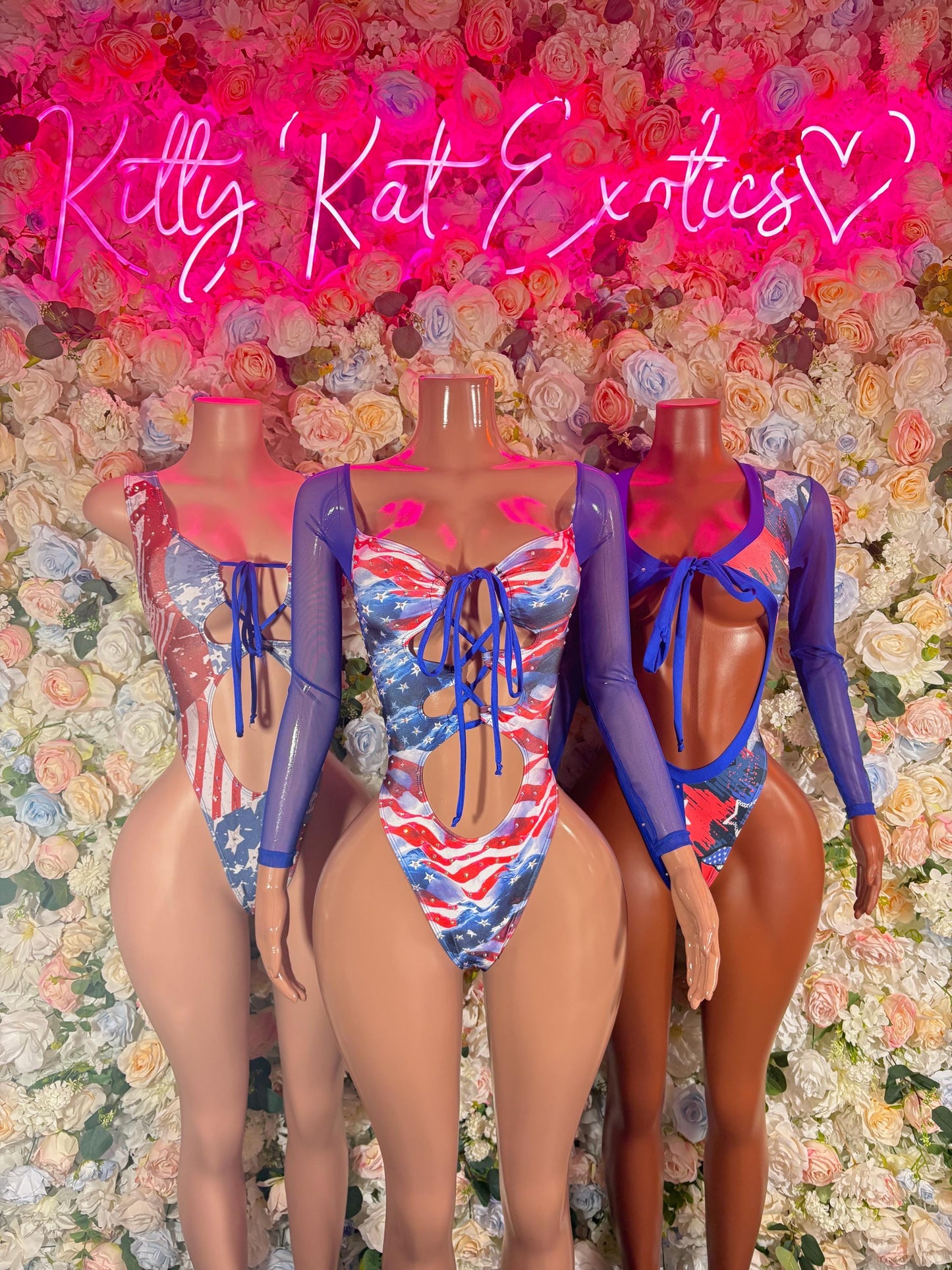 Fourth of July USA Flag Oufit - Bottlegirl Bodysuit Bartender Patriotic Swimsuit for Beach, Pool Parties, or Summer Fun