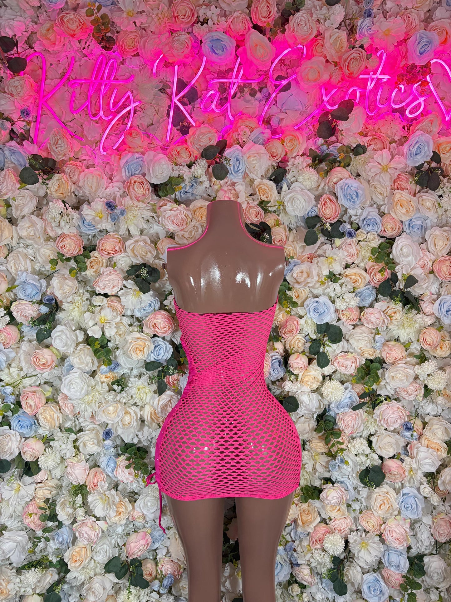 Fishnet Bodysuit Pink for Raves & Festivals Exotic Dancewear, Clubwear, EDC Outfit, Stripper Costume, See Through Mesh One Piece