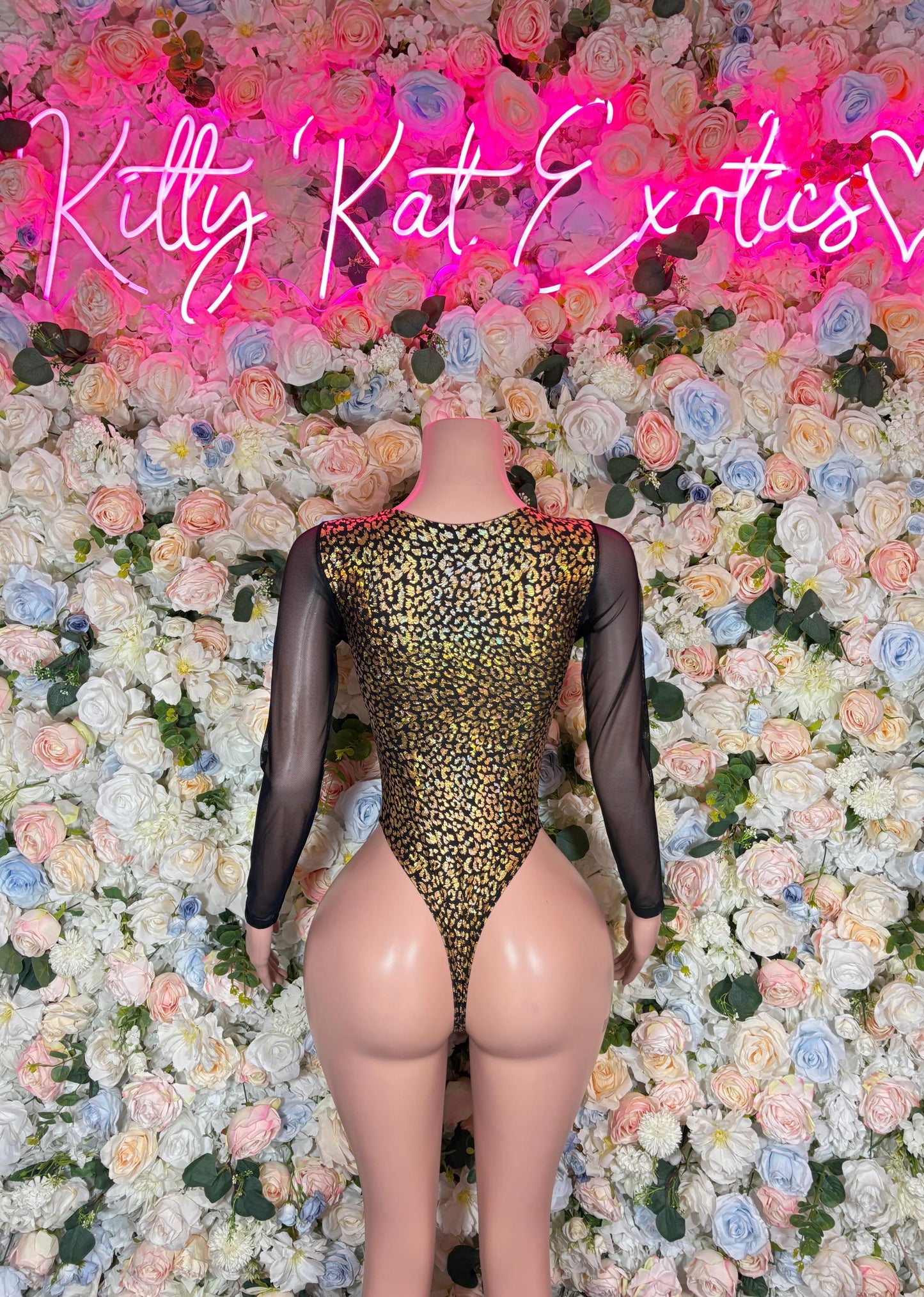 Bottlegirl Bodysuit Gold Cheetah One Piece Bartender Outfit Dancewear