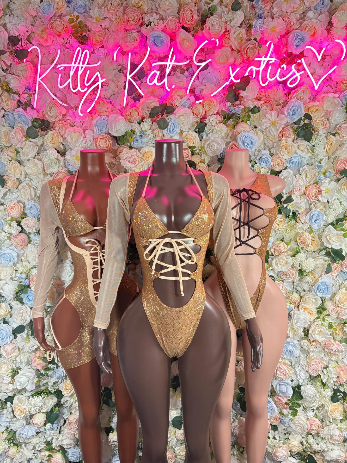 Bottlegirl Outfits Bodysuit Gold Metallic Flakes - Sexy Performance Costume, Exotic Dancewear, Bold Dance Outfit, Womens Party Outfit