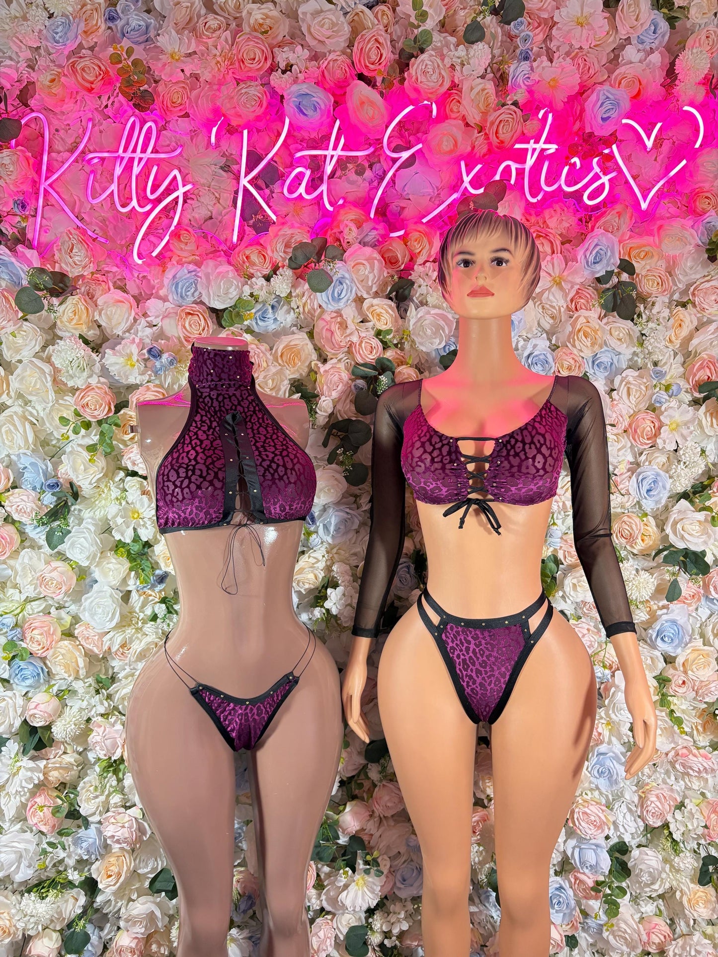 Festival Clothing Two Piece Purple Cheetah Print Set Costume Exotic Dancewear Bottlegirl Bartender Outfit