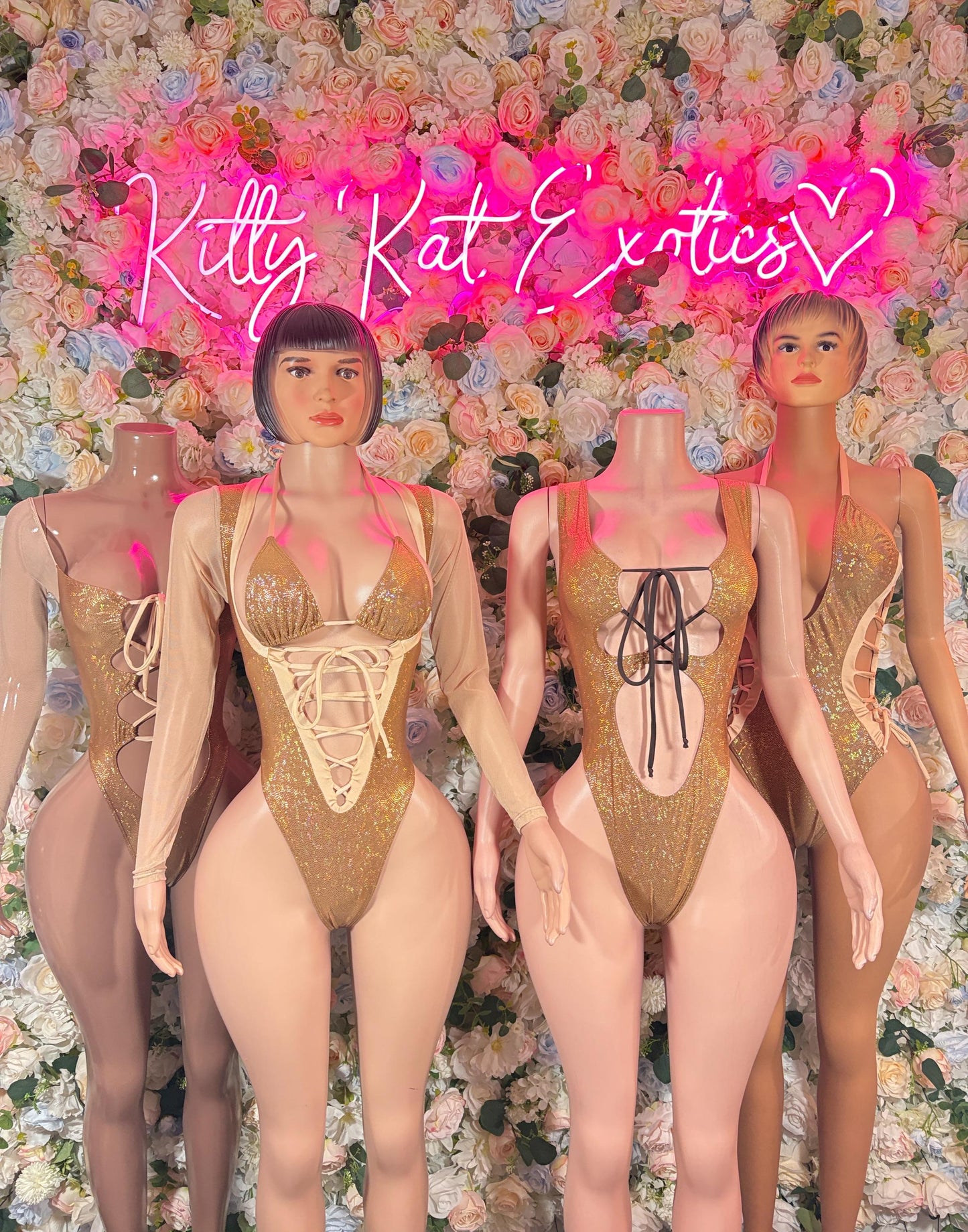 Bottlegirl Outfits Bodysuit Gold Metallic Flakes - Sexy Performance Costume, Exotic Dancewear, Bold Dance Outfit, Womens Party Outfit