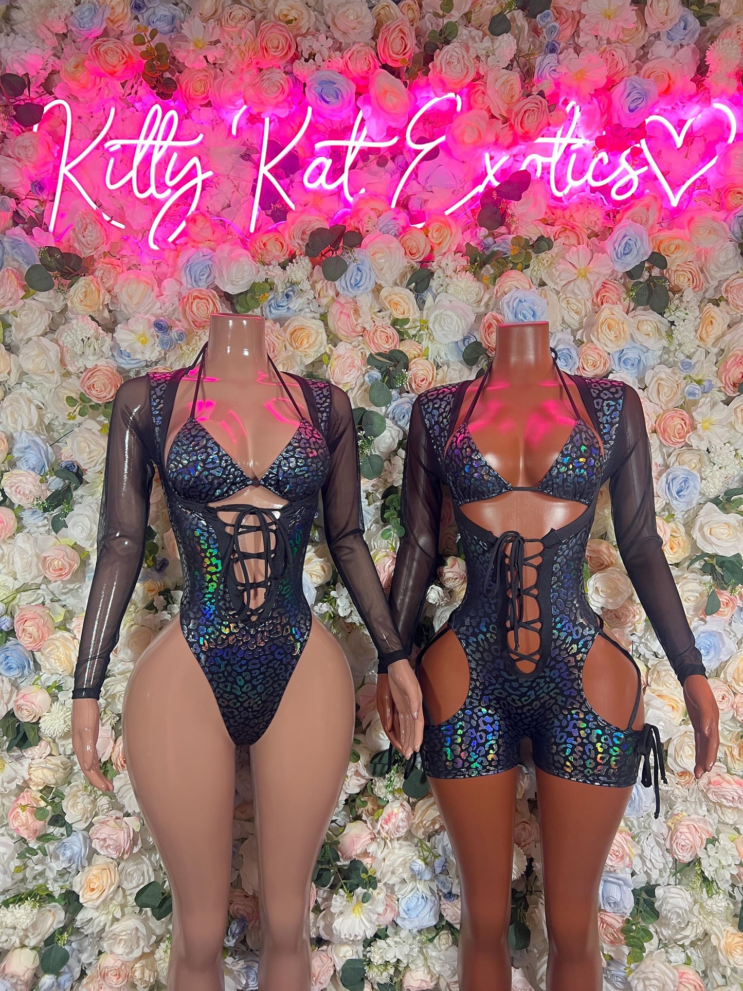 Bottle Girl One-Piece Bodysuit - Onyx Metallic Cheetah | Exotic Dancewear, Rave & Festival Outfit