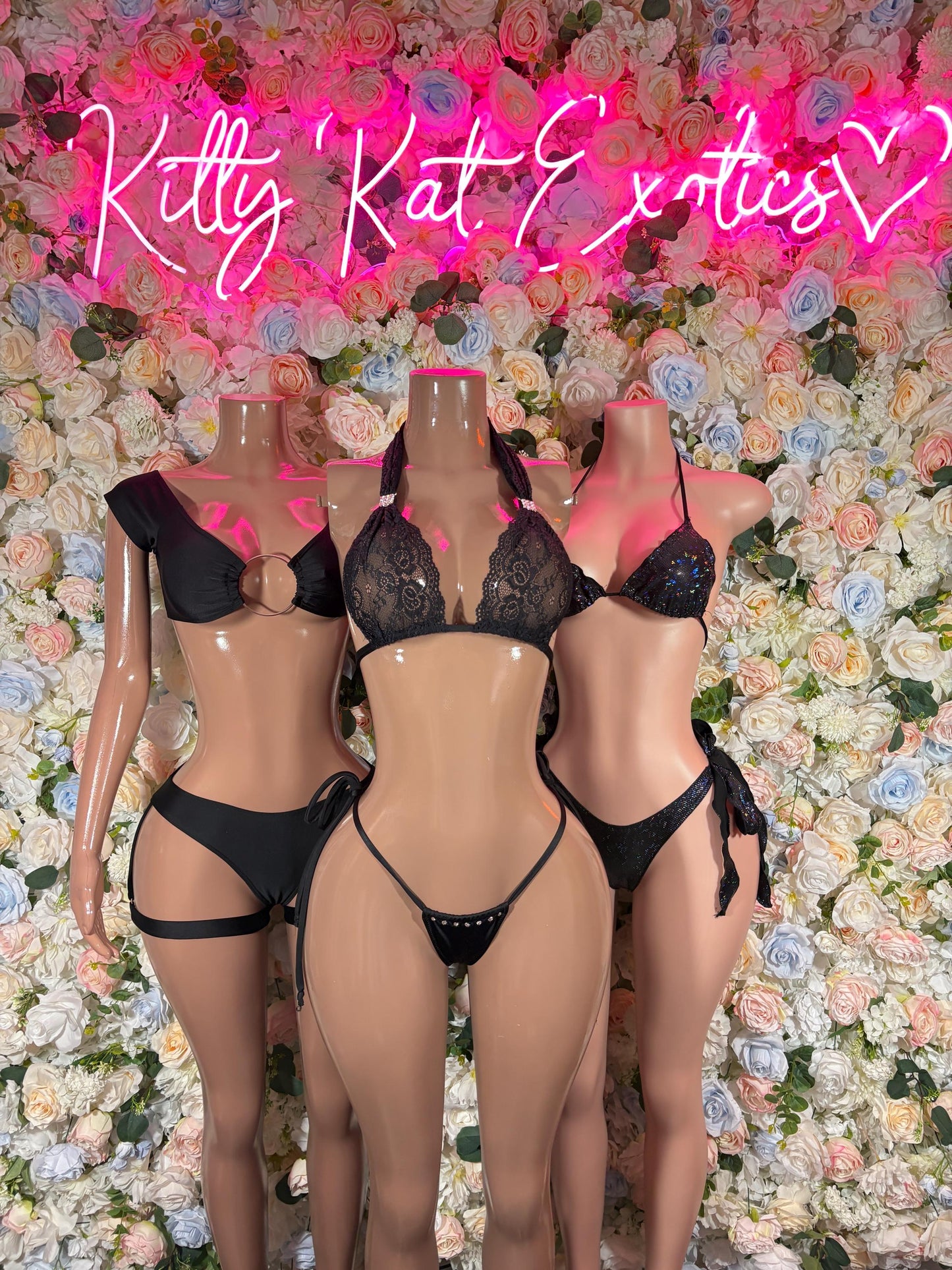 Exotic Dancewear Two-Piece Black Lace Bikini Lingerie Sexy Bartender | Rave Wear Festival wear