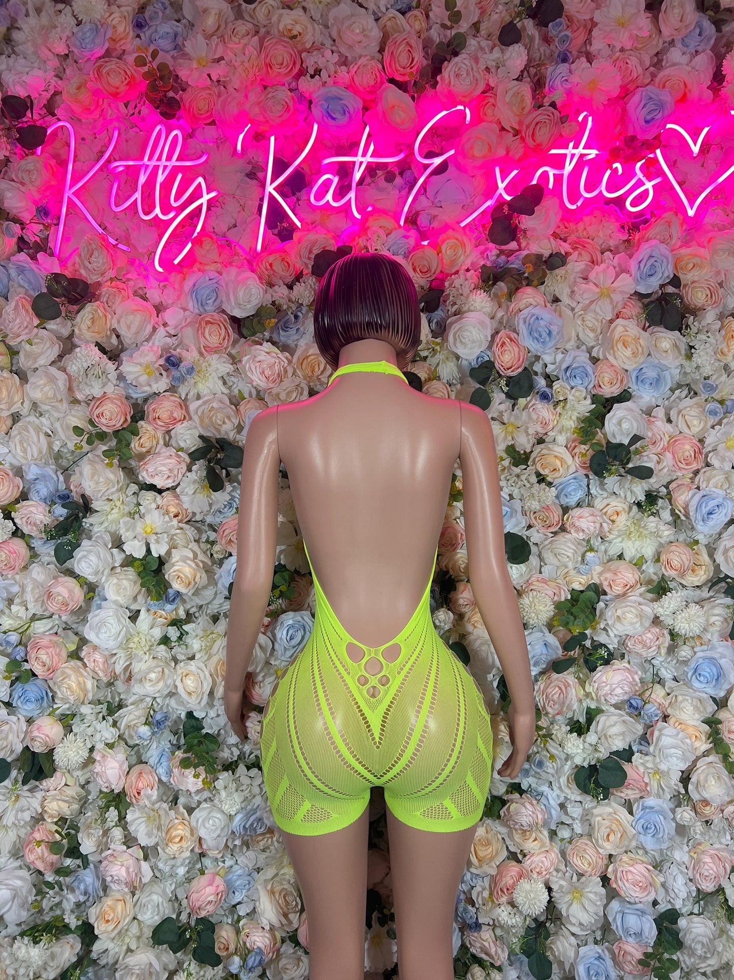 Rave Fishnet Bodysuit Exotic Dancewear One-Piece Neon Custom Rave Outfit | Festival wear