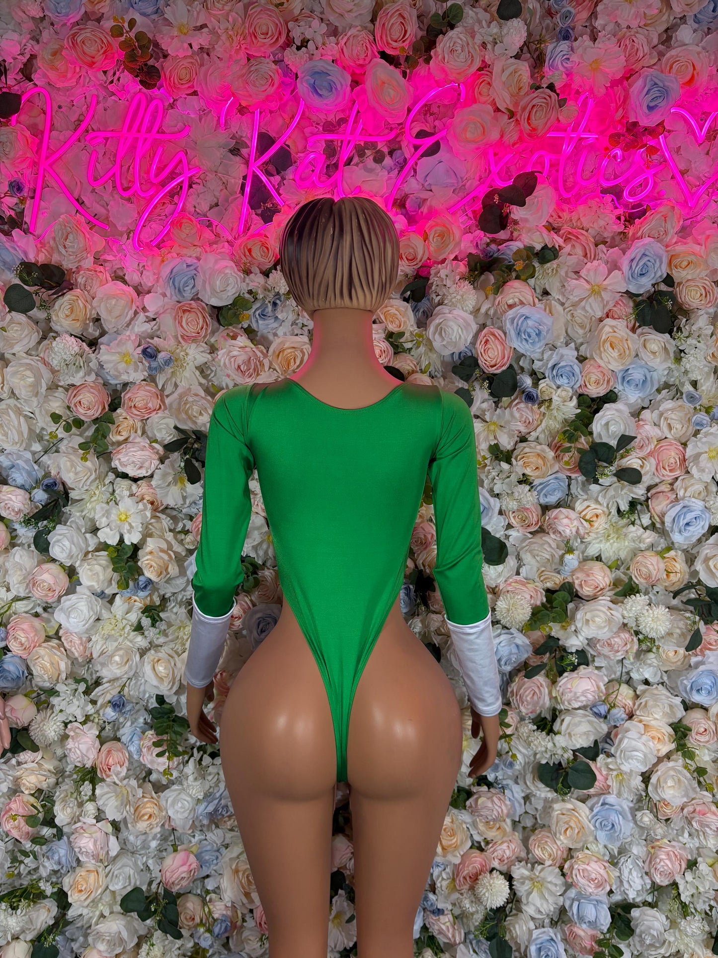 Halloween Power Ranger Sexy costume Green Bodysuit for Women, Bottlegirl Bartender Outfit, Cosplay