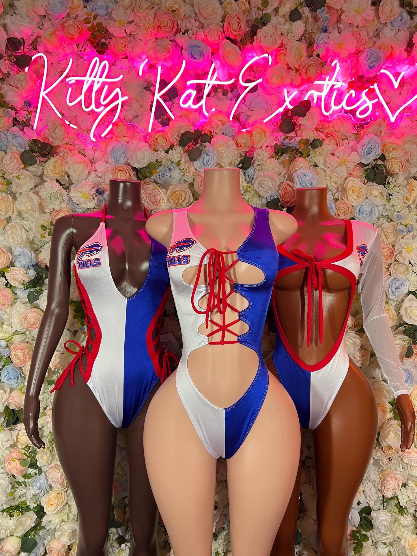 Football-Inspired Buffalo Team Bartender Bottlegirl Bodysuit Costume