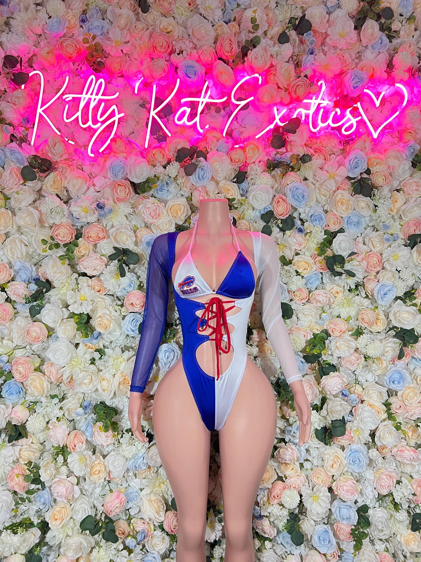 Bottlegirl Football-Inspired Buffalo Team Bartender Bodysuit Costume