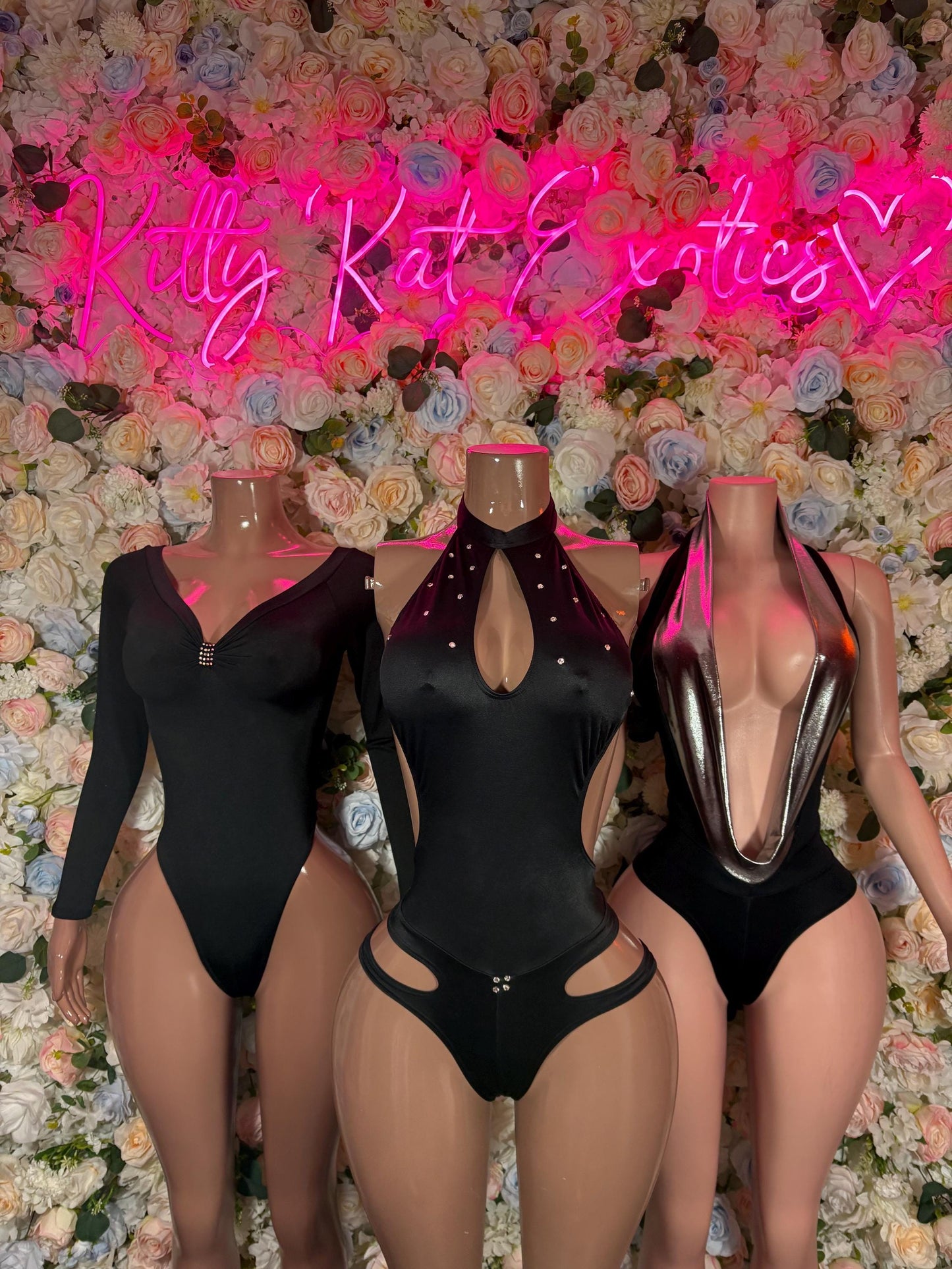 Bottlegirl Outfits One Piece Black Chrome Bodysuit Exotic Dancewear for Performers, Raves, or Night Out | Sexy and Flattering Style