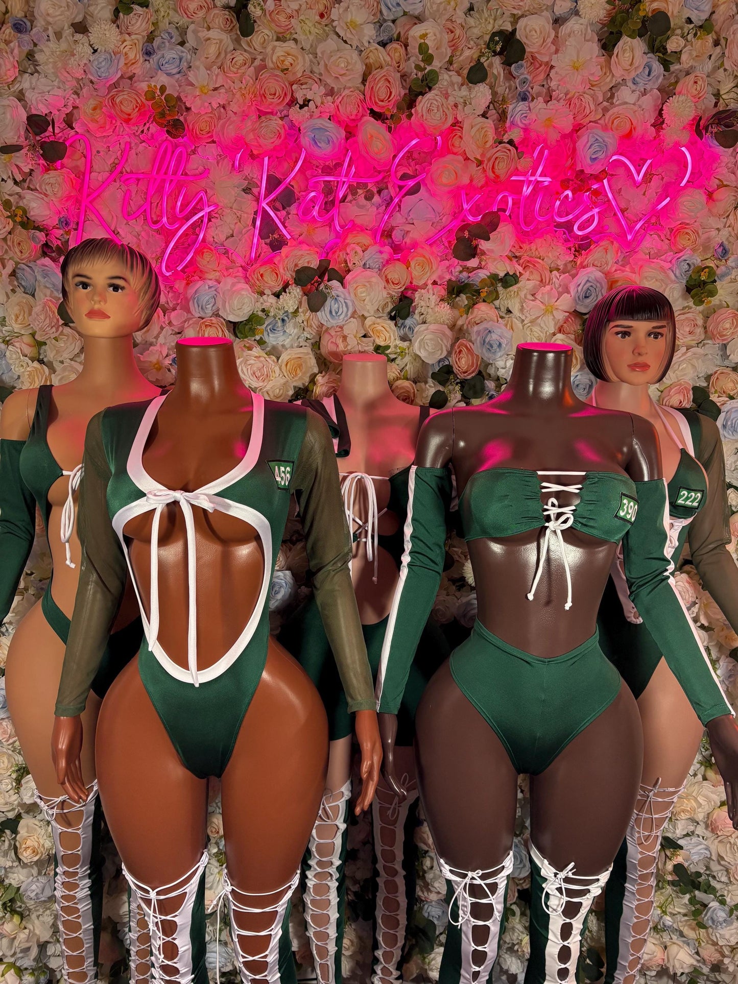 Sexy Adult Green Tracksuit Cosplay Costume | Numbered Player Outfit for Halloween | Group Party Game-Inspired Attire