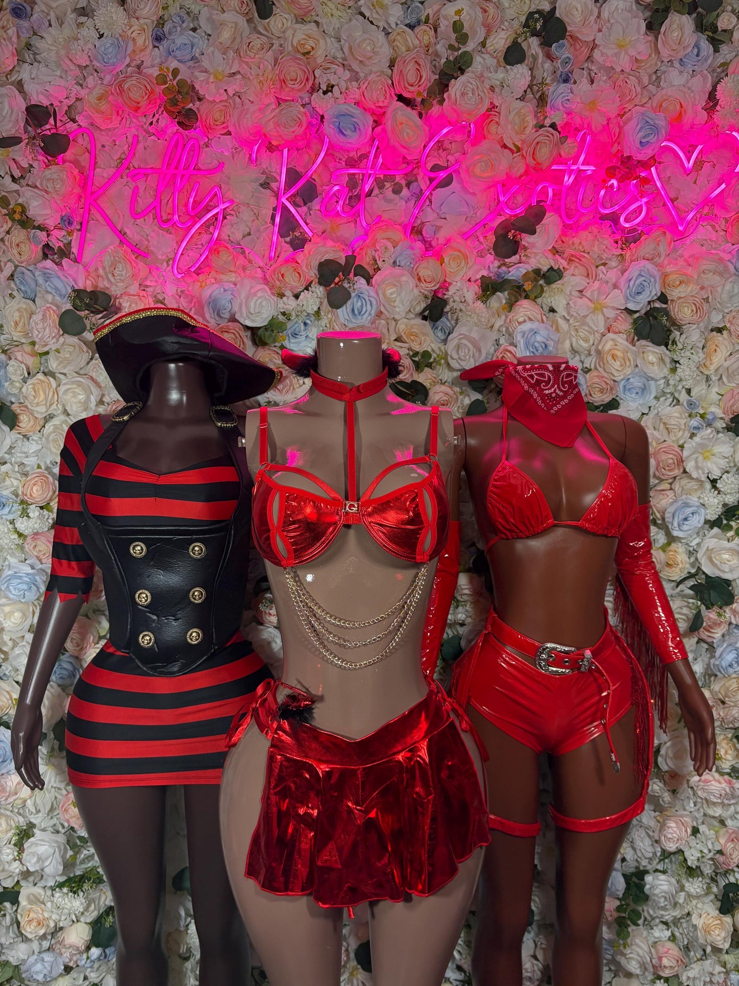 Red Biker Chick Halloween Costume: Bartender Cosplay Outfit