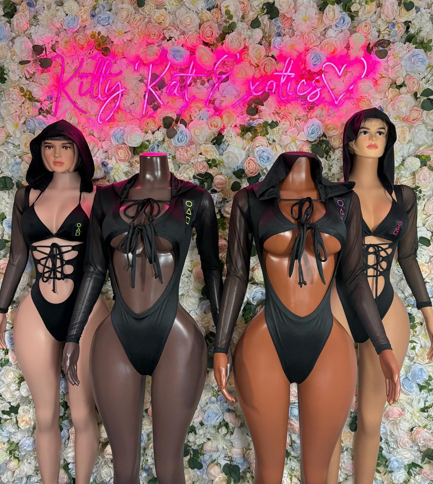 Halloween Costume, Womens Sexy Game Show Roleplay Outfit, Black Mask Cosplay, Mysterious Leader Uniform