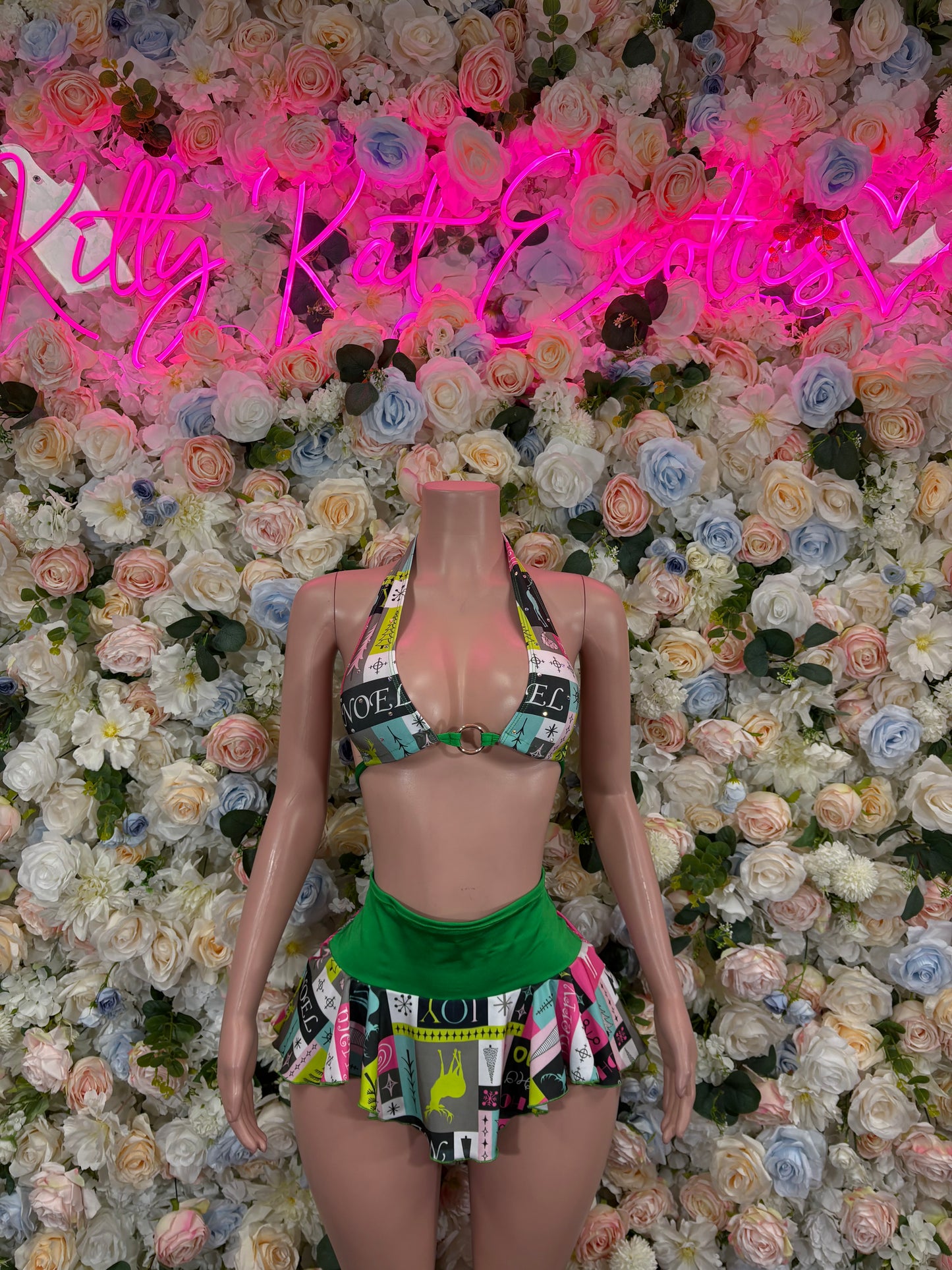 Christmas Costume Two Piece Skirt Set - Holiday Design | Exotic Dancewear for Performers, Bottlegirl