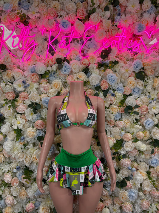 Christmas Costume Two Piece Skirt Set - Holiday Design | Exotic Dancewear for Performers, Bottlegirl