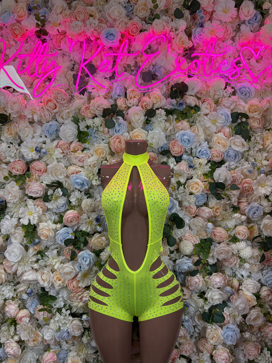 Neon Rhinestone Bodysuit  Exotic Dancewear