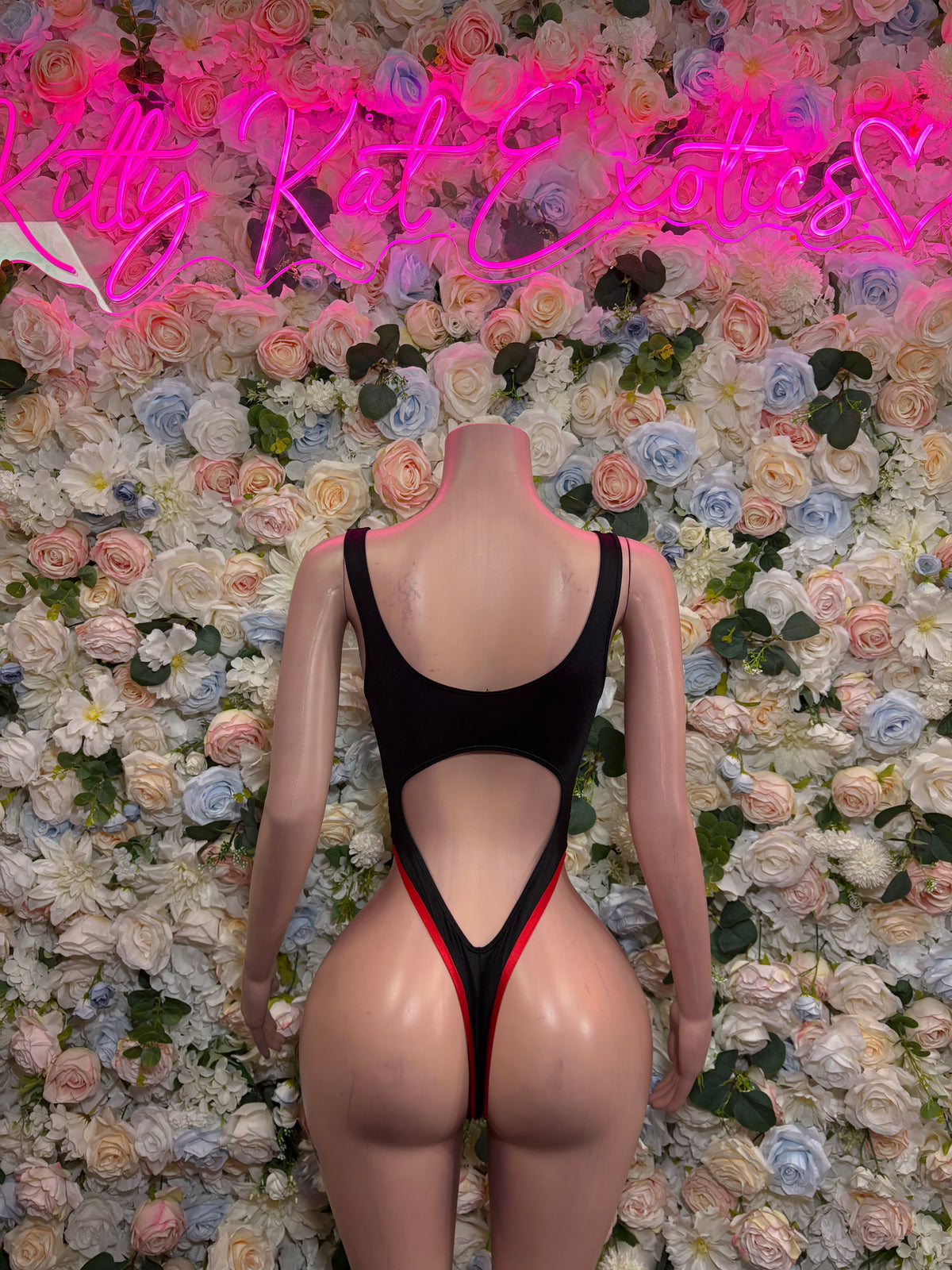Black Red Cutout Rave Bodysuit, Lace Up One Piece, Festival Outfit, Clubwear, Dancewear, Performance Party Outfit
