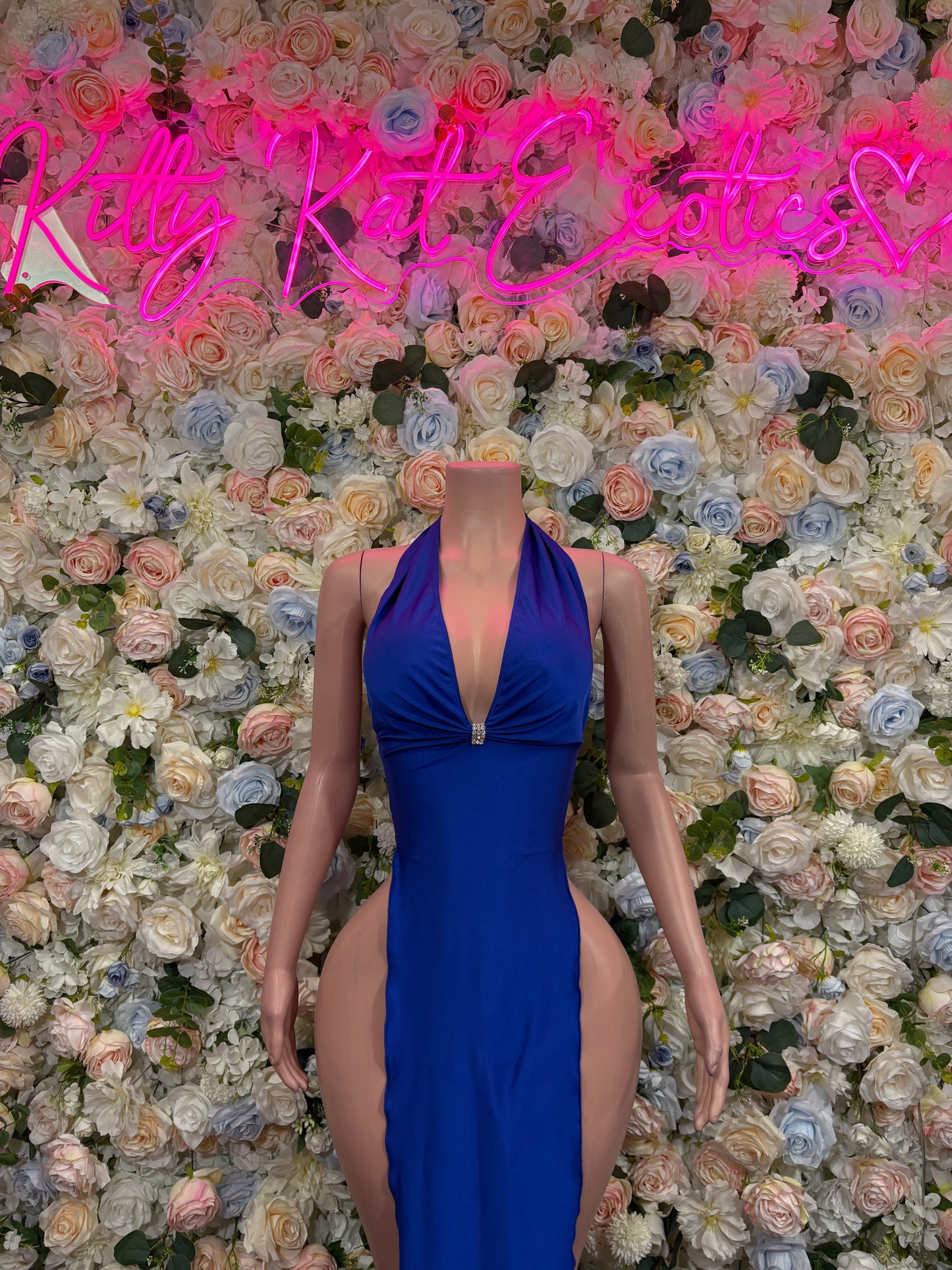 Blue Dancewear Gown - Club Gown Festival Dress, Elegant Evening Date Night Gown