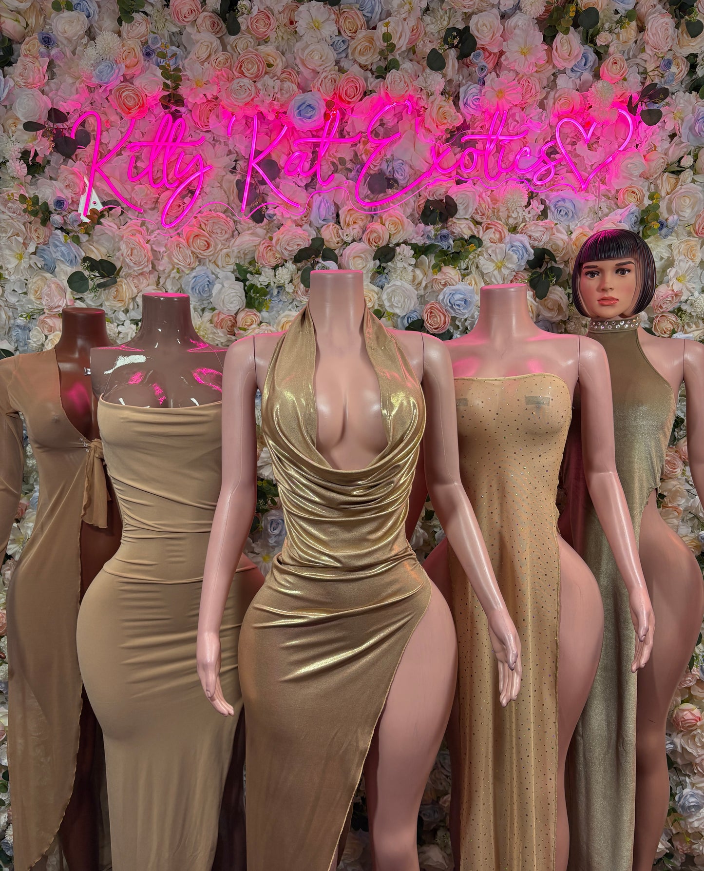 Gold Gown - Exotic Dancewear, Festival Dress, Elegant Evening Date Night Dress