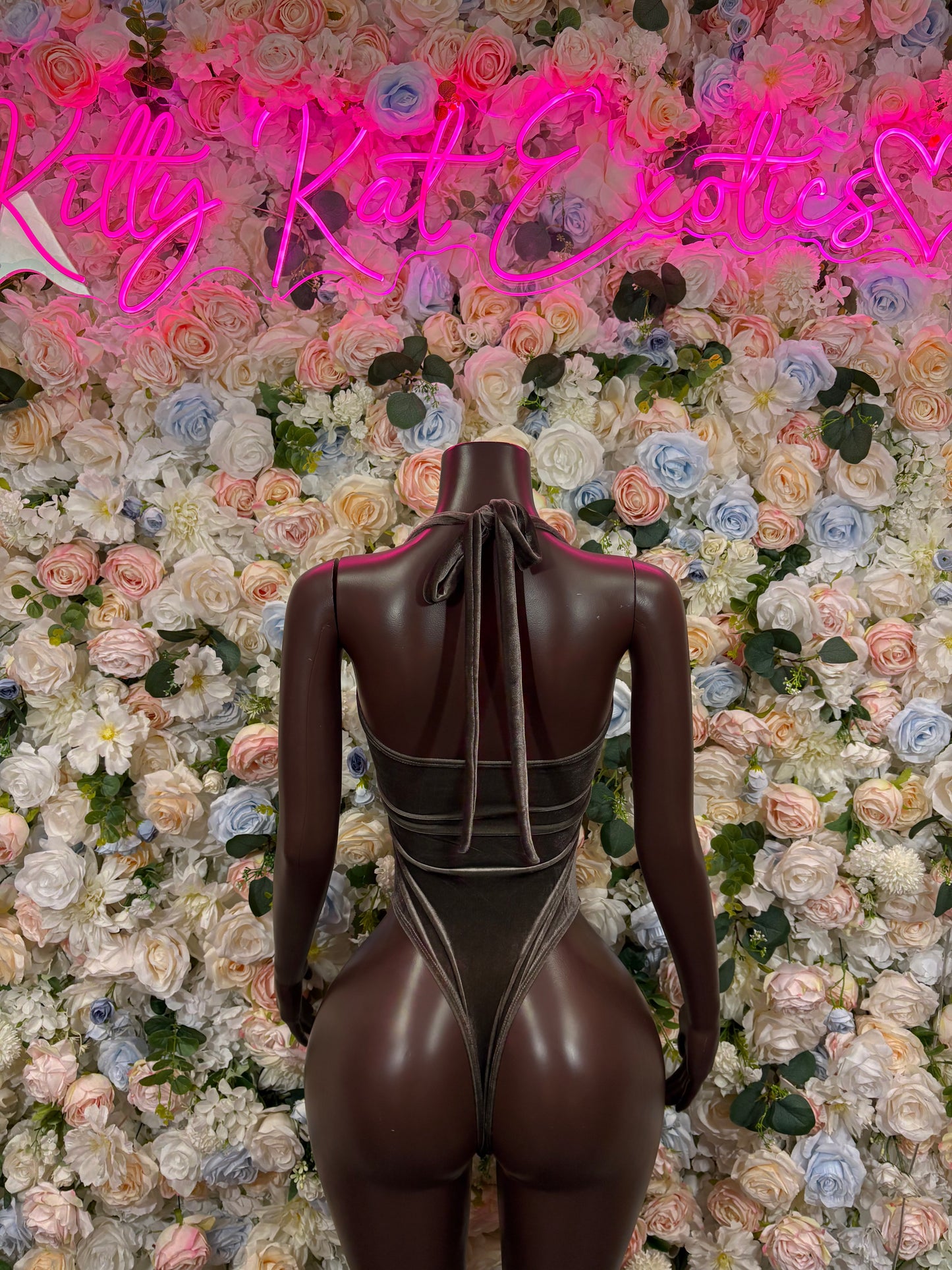 Brown Velvet Bartender Bodysuit - Sexy One Piece Rave Clubwear Outfit for Women Bottlegirl Bottle Service