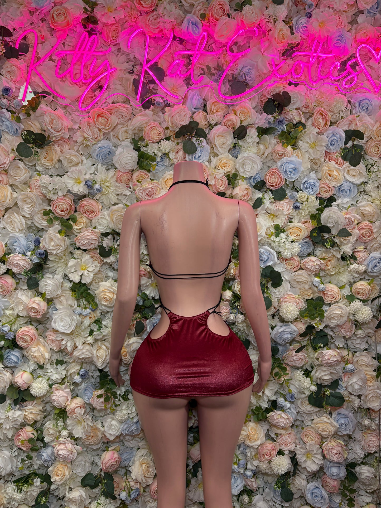 Burgundy Dress Ravewear - Sexy Clubwear Outfit for Women, Festival Party Dress, Date Night Clubbing Bodysuit Style