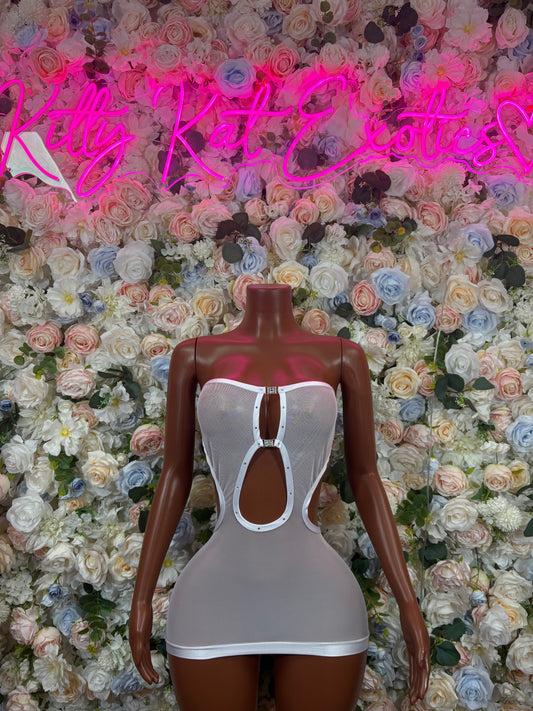 Exotic Dancewear Outfit White Dress Clubwear Festival Outfit EDM Party Dress Sexy White Bodycon Womens Dress