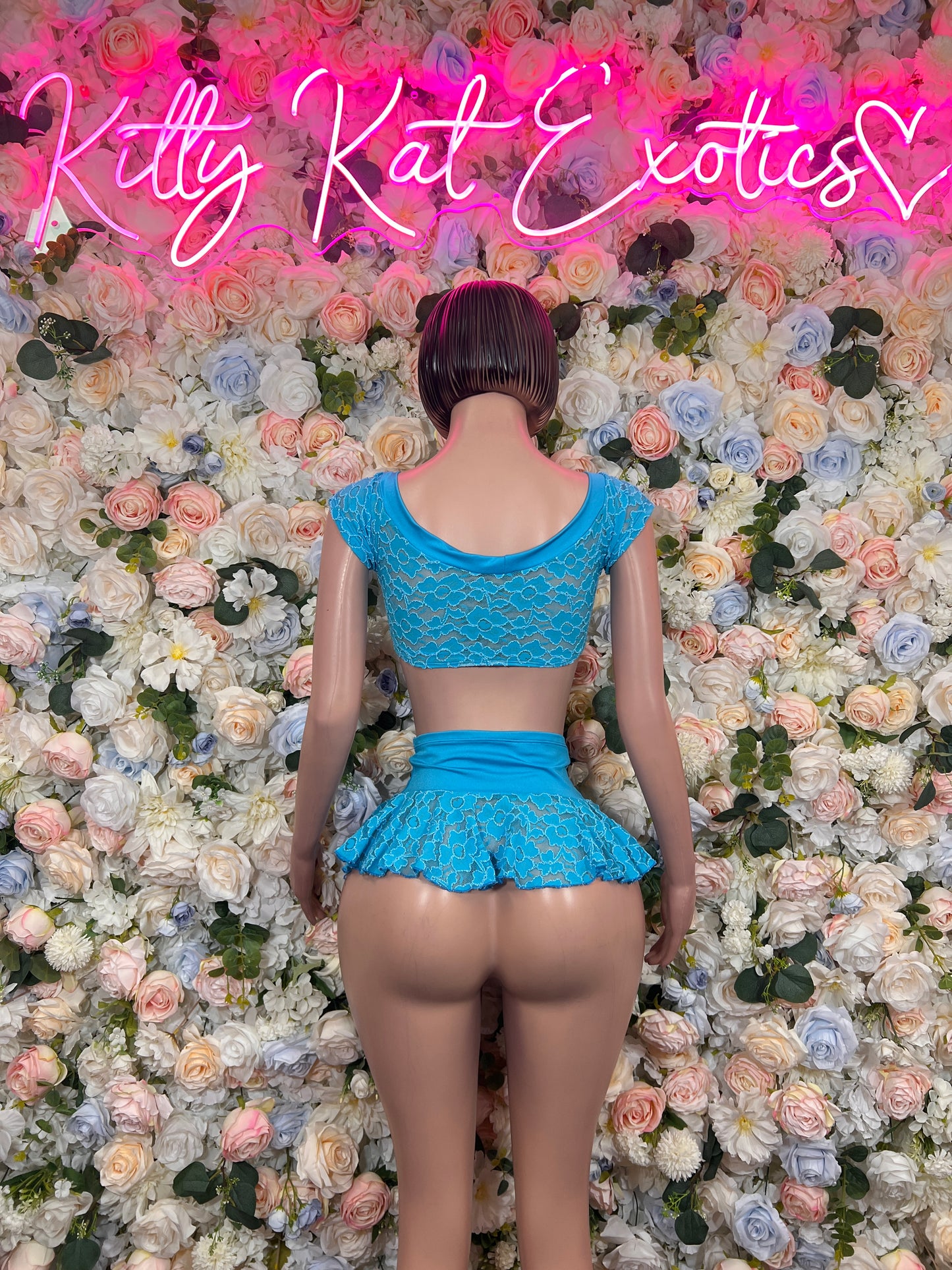 Turquoise Lace Two Piece Skirt Festival Outfit