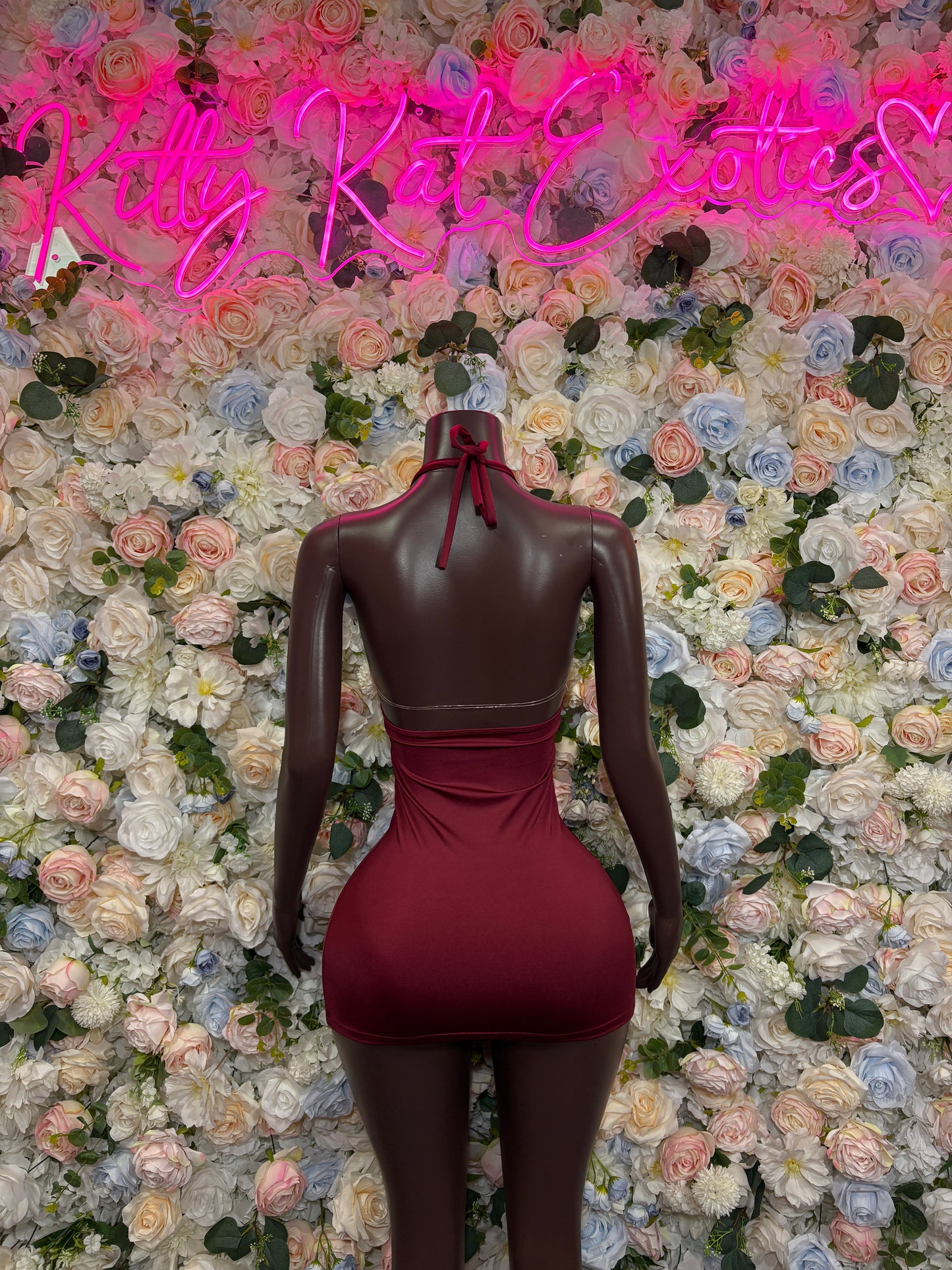 Burgundy Dress Ravewear - Sexy Clubwear Outfit for Women, Festival Party Dress, Date Night Clubbing Bodysuit Style