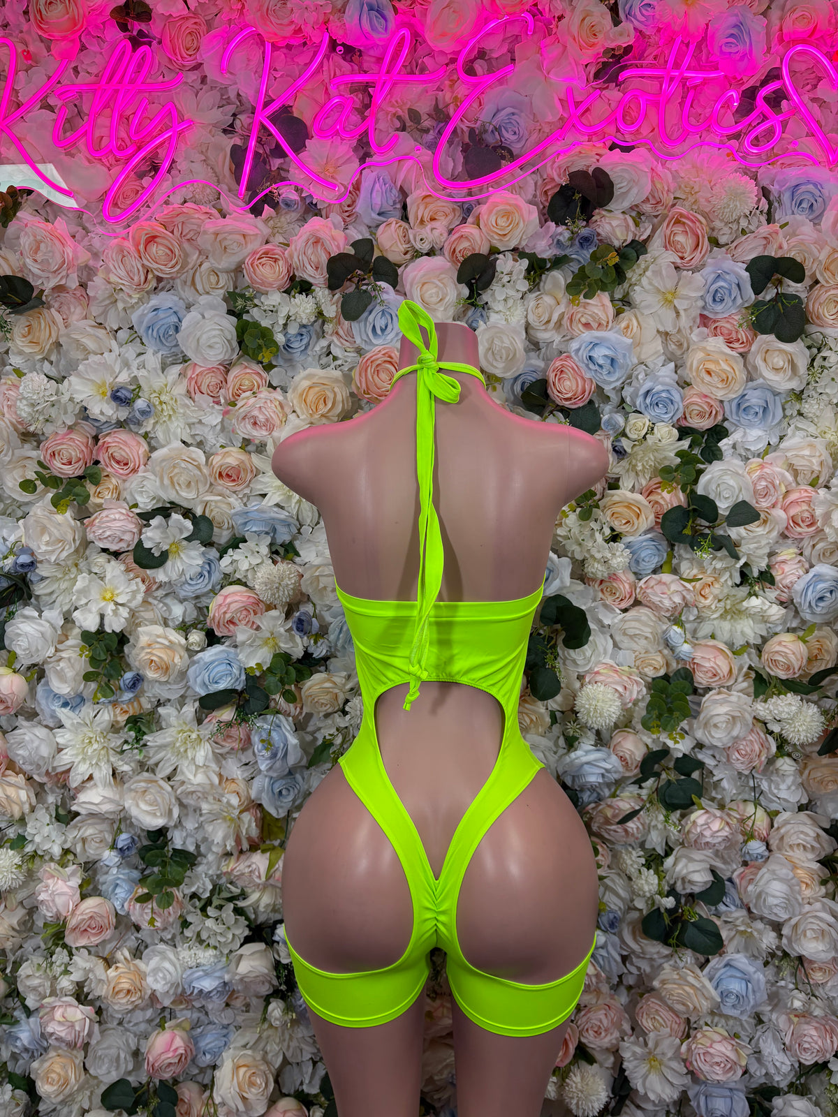 Neon Green Bottlegirl Bodysuit, Long Sleeve Rave Outfit, Festival Clubwear