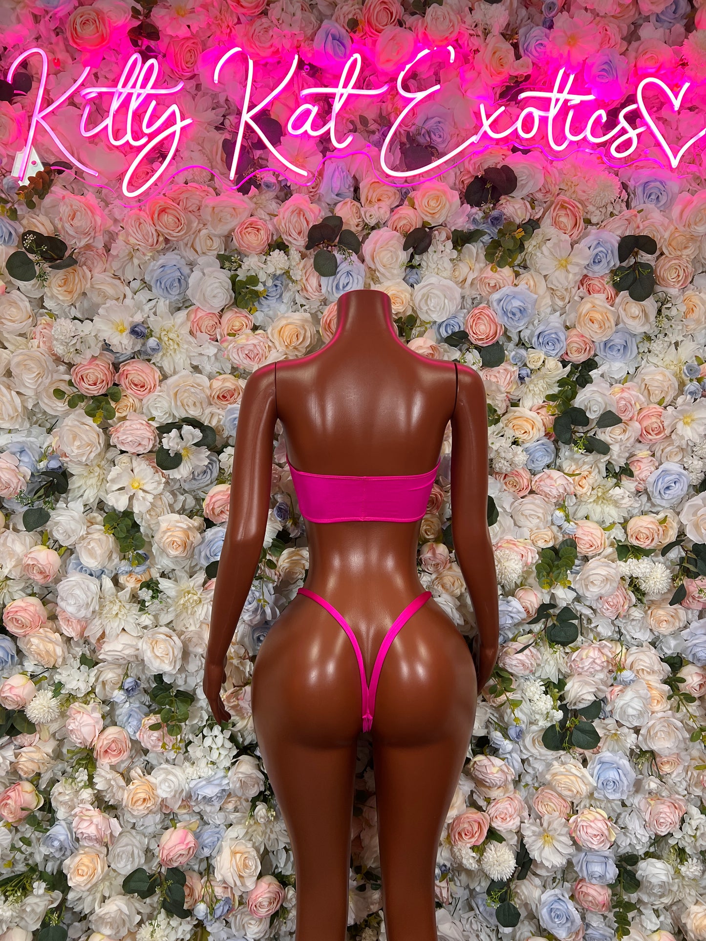 Hot Pink Exotic Dancewear  - Two Piece Bikini Festival Outfit, EDM Dancewear, Party Clubwear