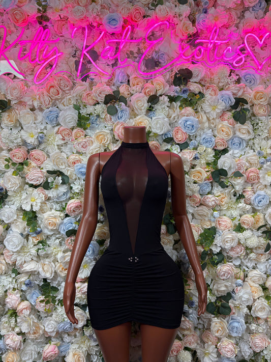 Black Dress Bodysuit One-Piece Exotic Dancewear