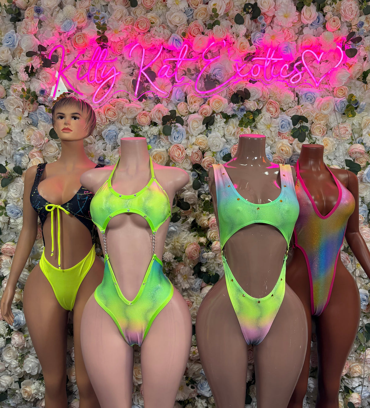 Multicolor Neon Print Exotic Dancewear  - One Piece Bodysuit  Festival Outfit, EDM Dancewear, Party Clubwear