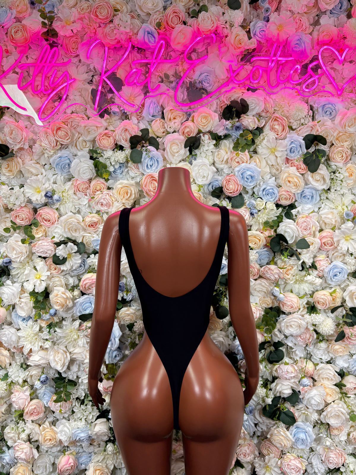 Black Cutout Rave Bodysuit, Strappy High Cut One Piece, Festival Clubwear