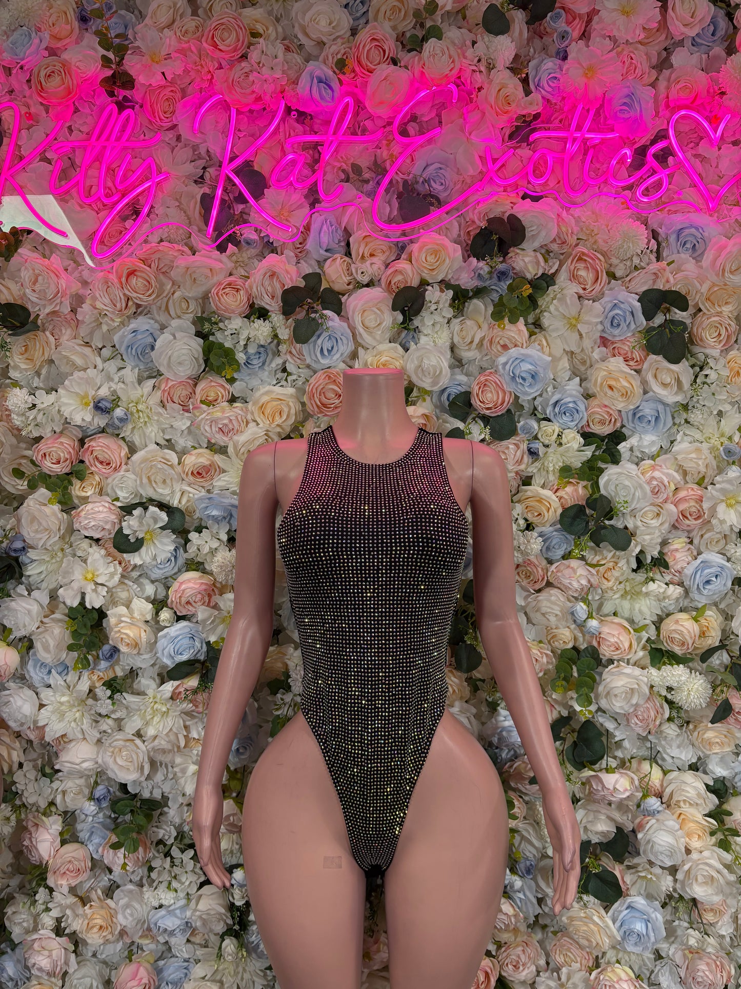Black Rhinestone High Cut Bodysuit – One Piece Bottlegirl Dancewear, Rave Club Outfit