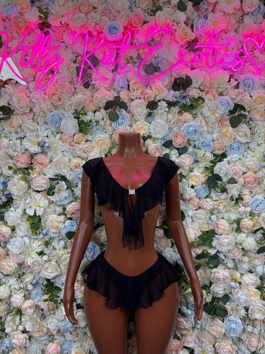 Black Two Piece Set Festival Outfit Dancewear Clubwear Ravewear